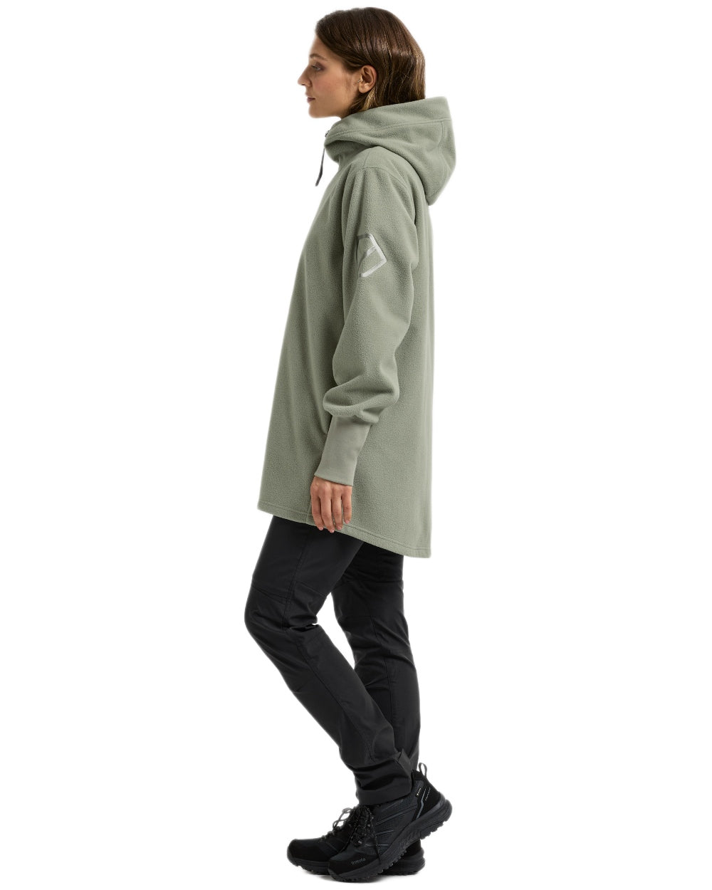 Wilted Leaf coloured Didriksons Womens Rinda Windproof Full-Zip Fleece on white background