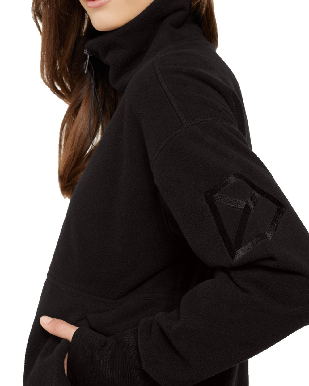Black coloured Didriksons Womens Ronja Full Zip Sweater on white background