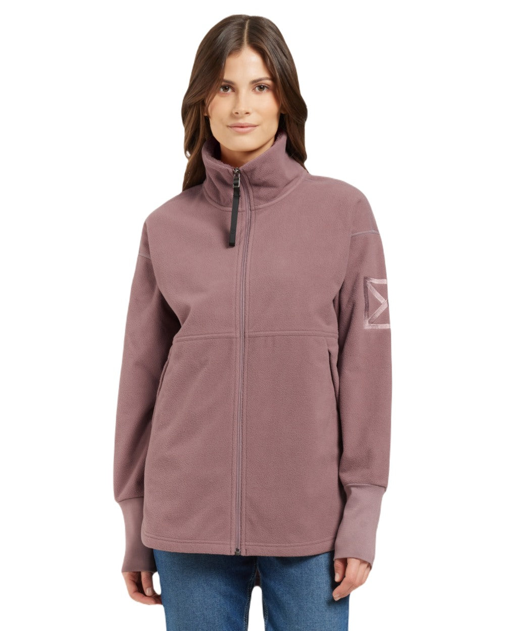 Faded Wine coloured Didriksons Womens Ronja Full Zip Sweater on white background