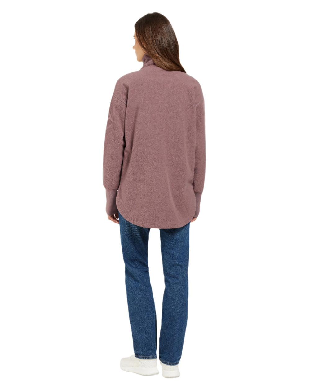 Faded Wine coloured Didriksons Womens Ronja Full Zip Sweater on white background