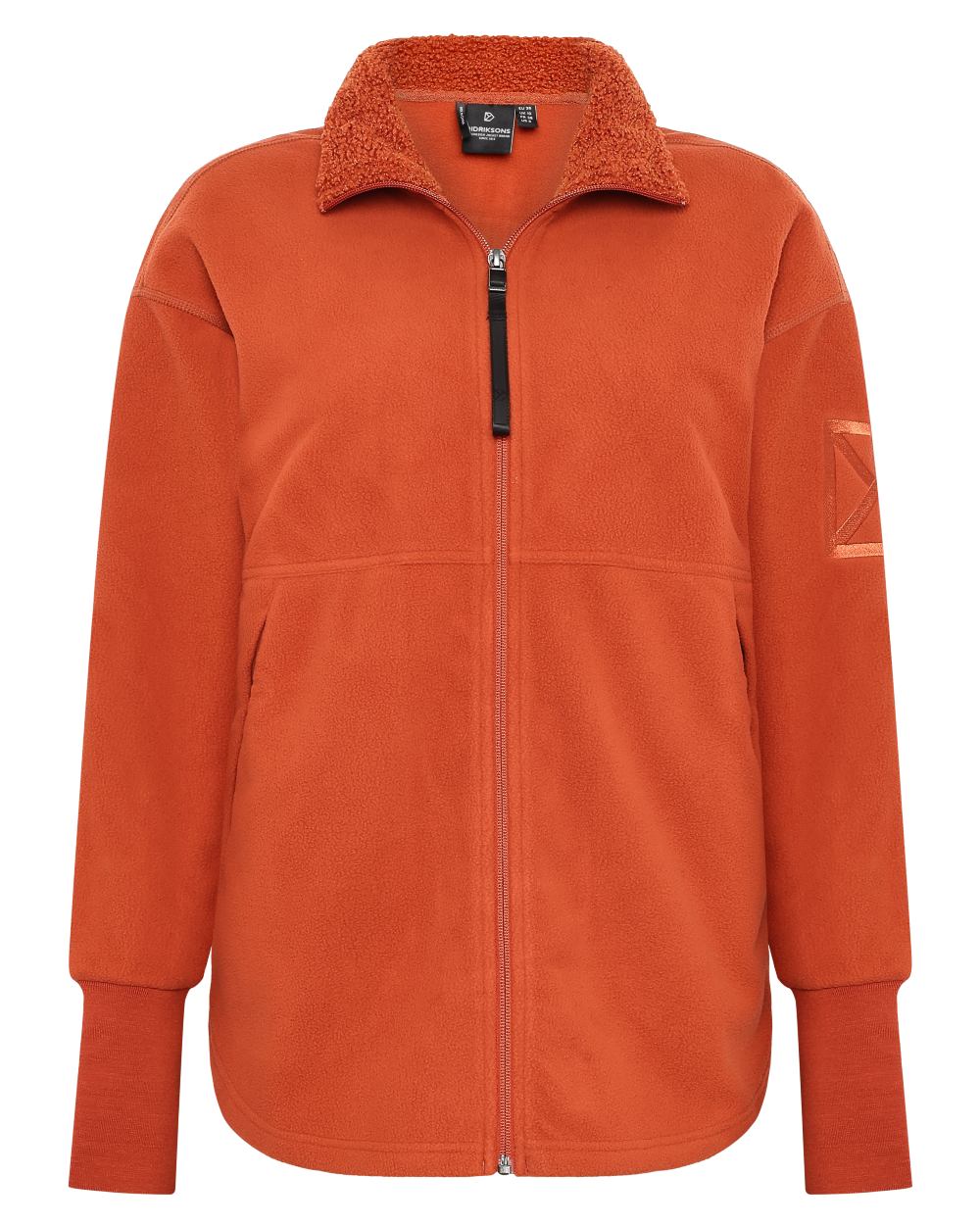 Rust coloured Didriksons Womens Ronja Full Zip Sweater on white background