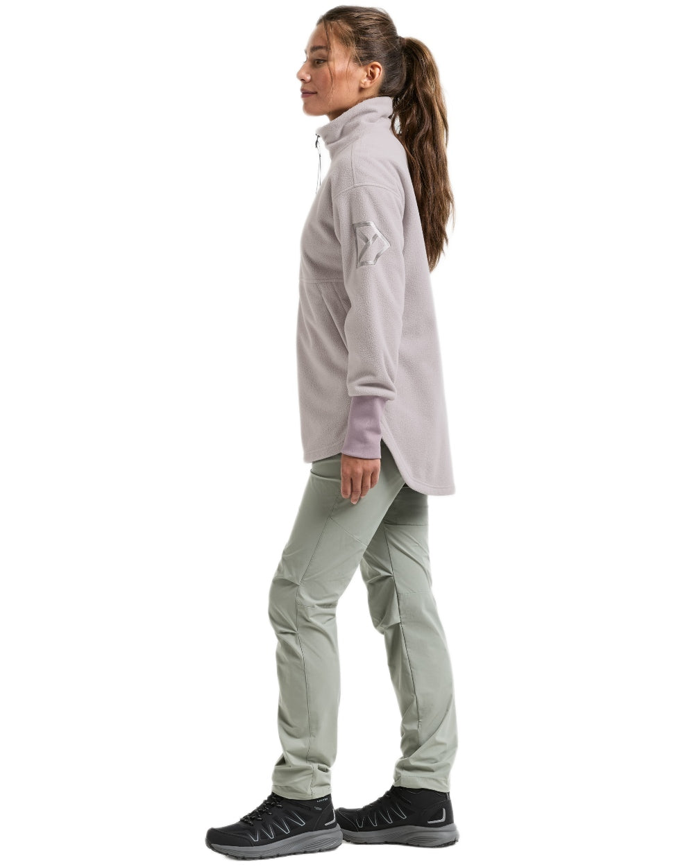 Sunrise Mist coloured Didriksons Womens Ronja Full Zip Sweater on white background