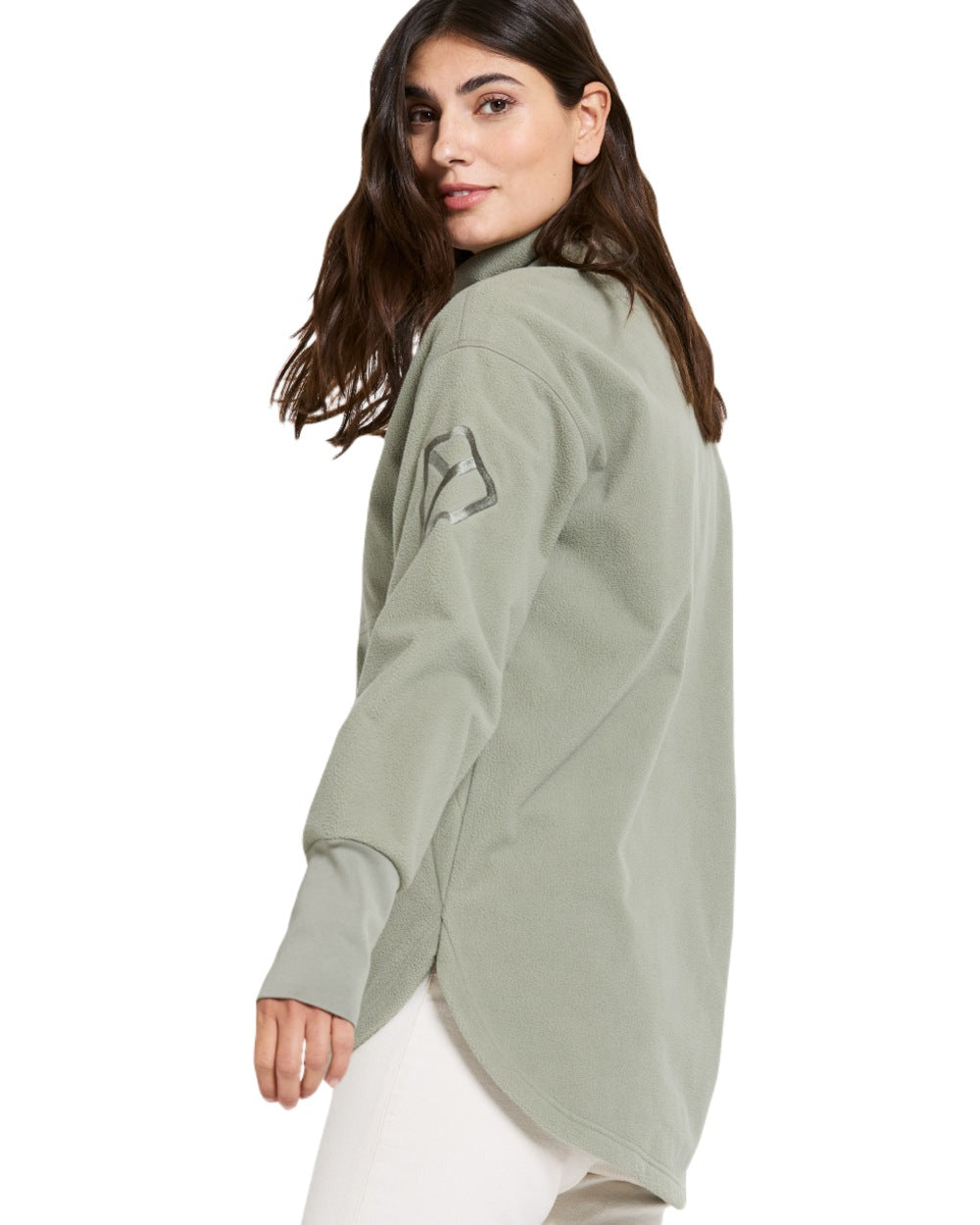 Wilted Leaf coloured Didriksons Womens Ronja Full Zip Sweater on white background