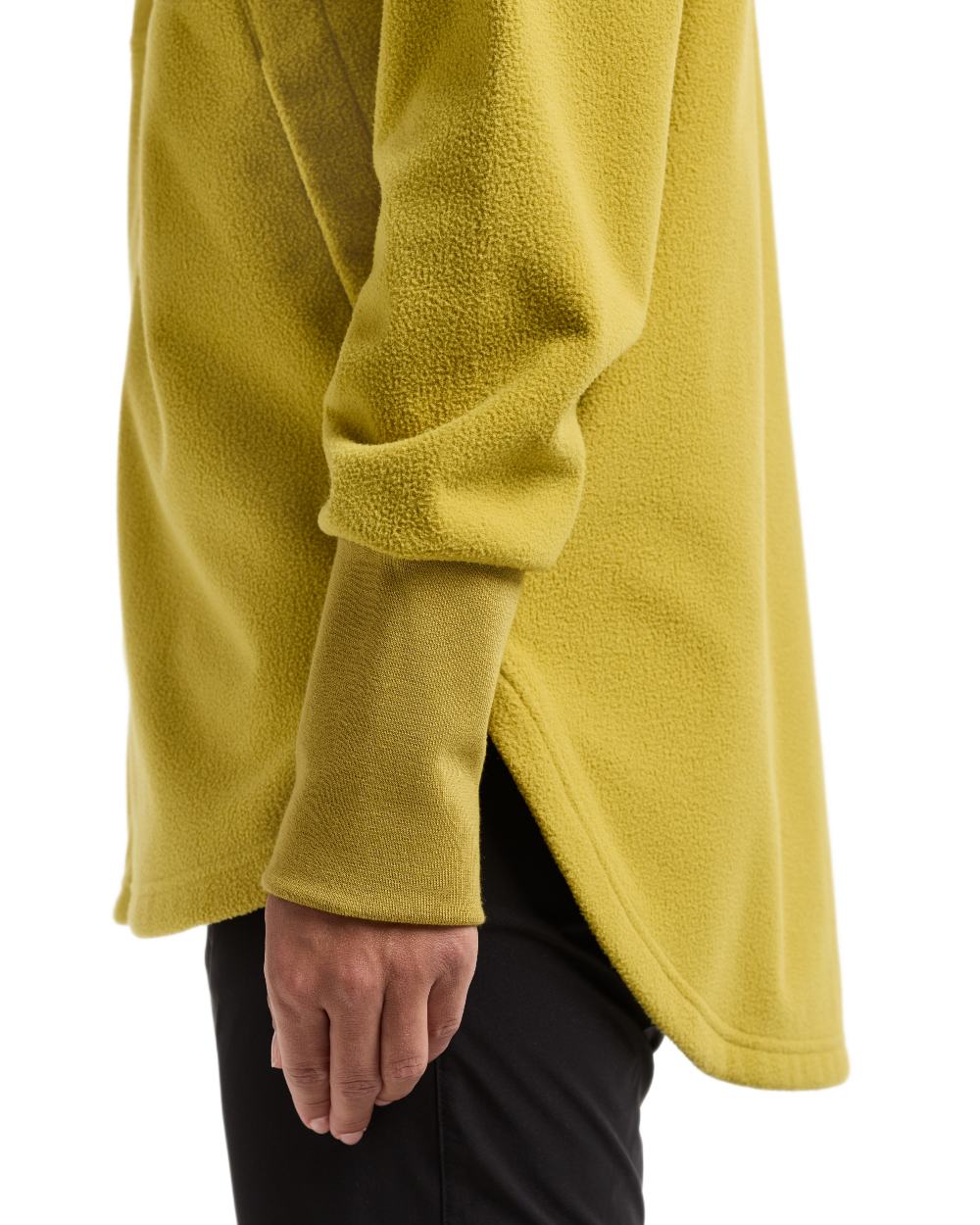 Yellow Pollen coloured Didriksons Womens Ronja Full Zip Sweater on white background
