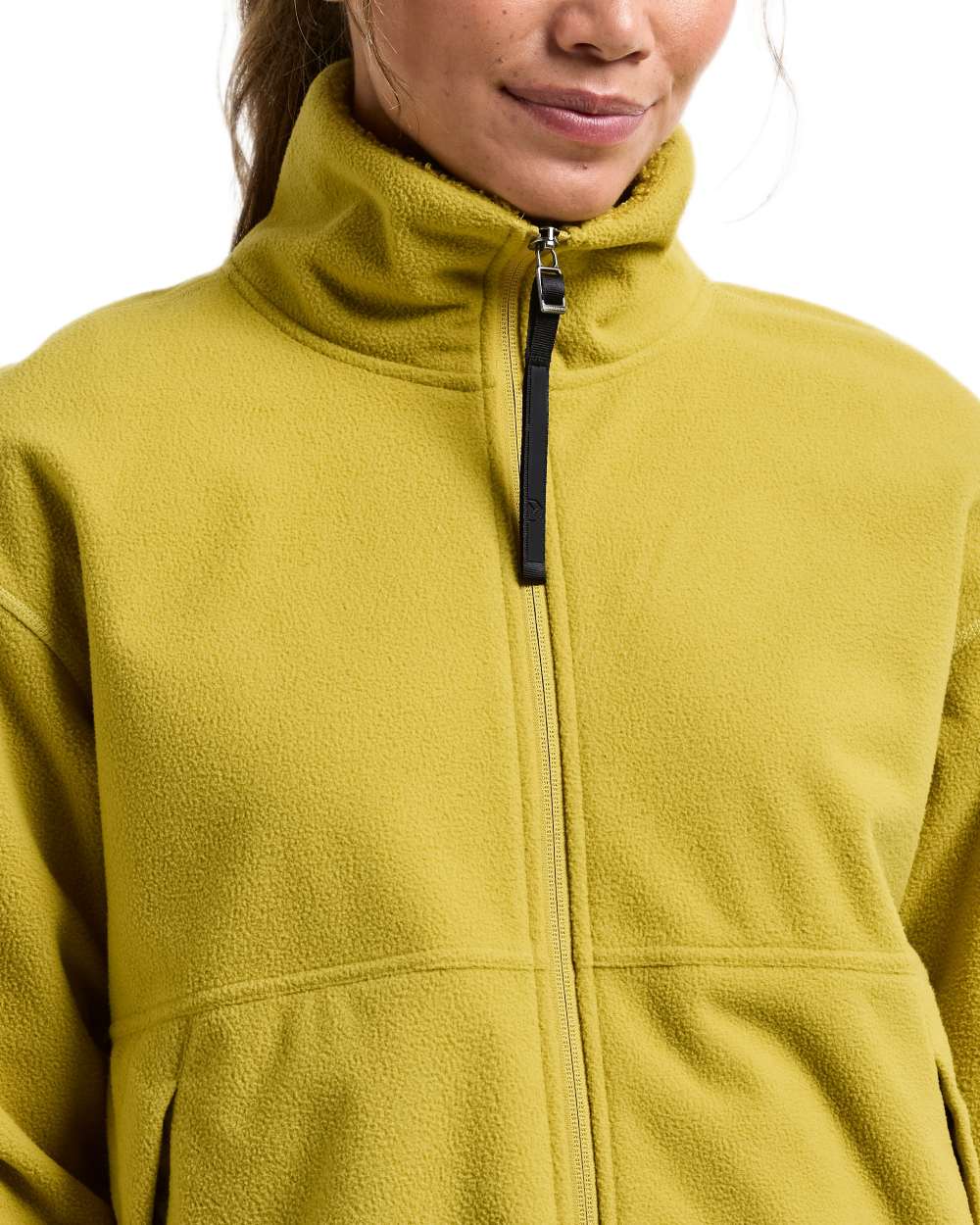 Yellow Pollen coloured Didriksons Womens Ronja Full Zip Sweater on white background