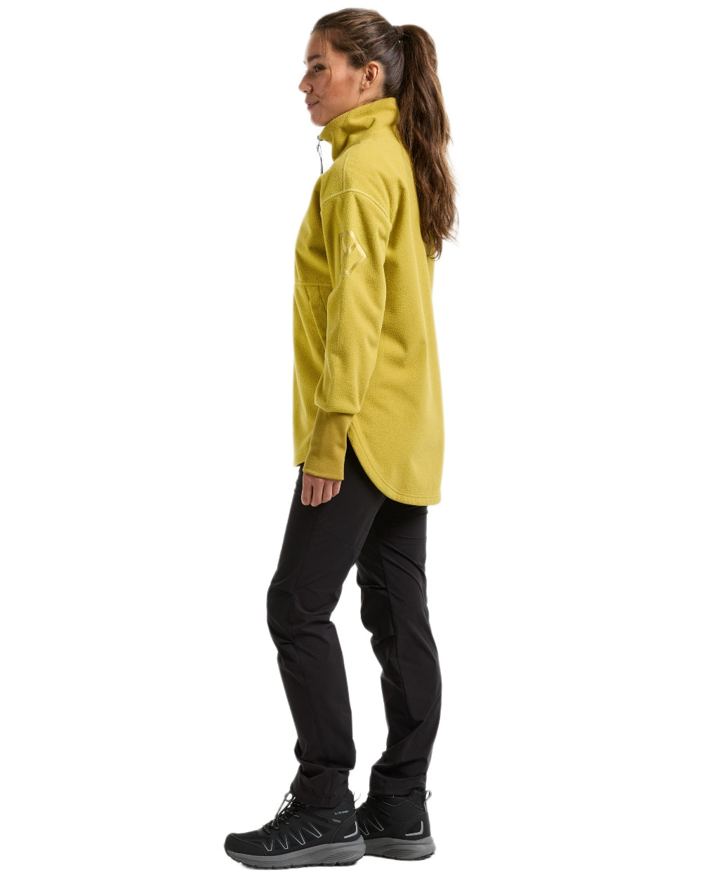 Yellow Pollen coloured Didriksons Womens Ronja Full Zip Sweater on white background