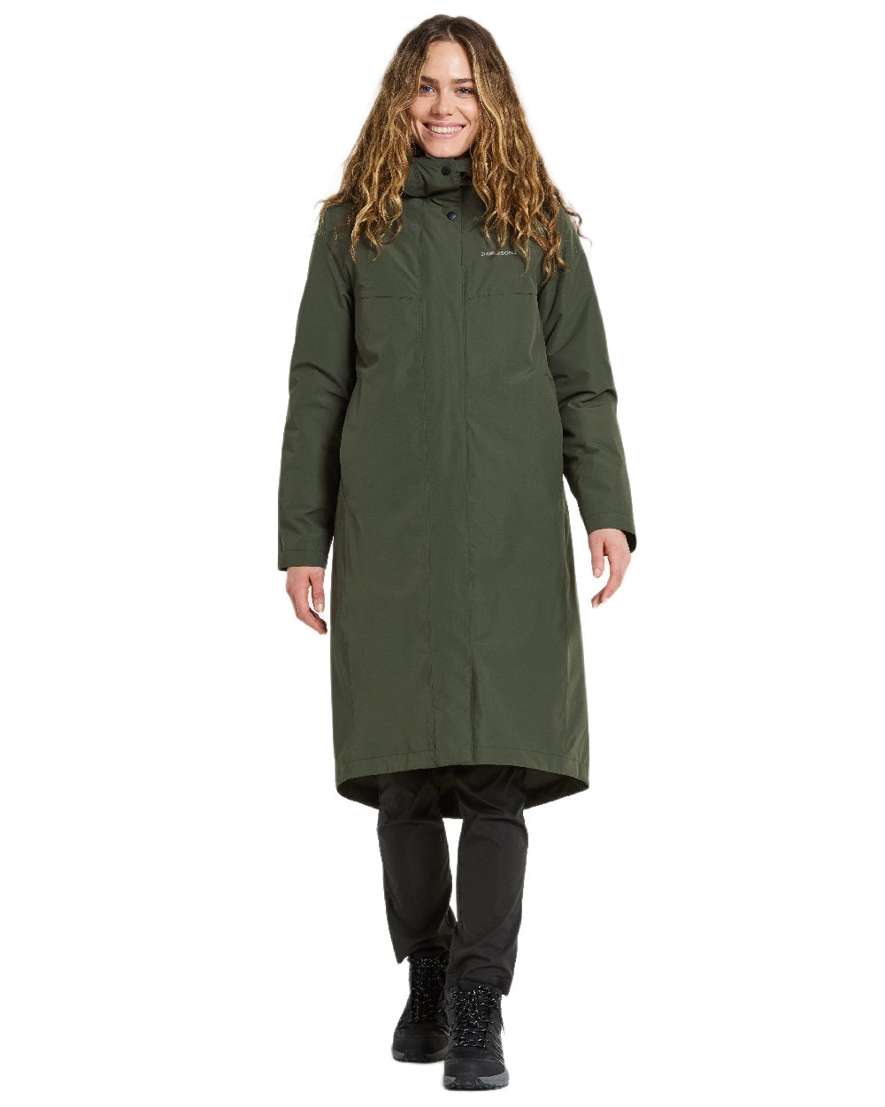 Deep Green Coloured Didriksons Womens Selina Parka on white background