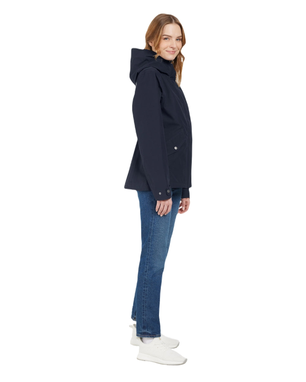 Dark Night Blue coloured Didriksons Womens Silja Jacket on white background
