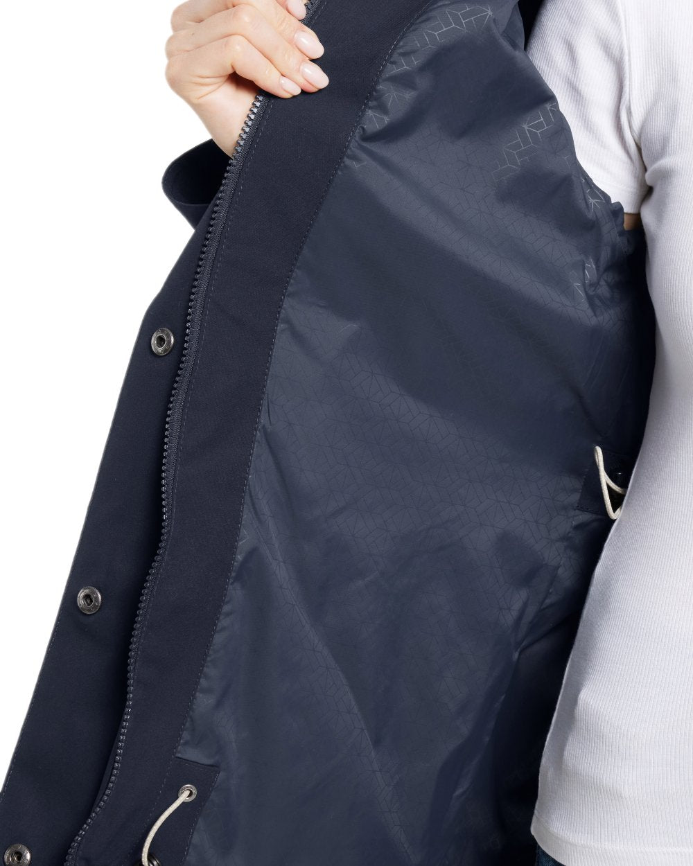 Dark Night Blue coloured Didriksons Womens Silja Jacket on white background