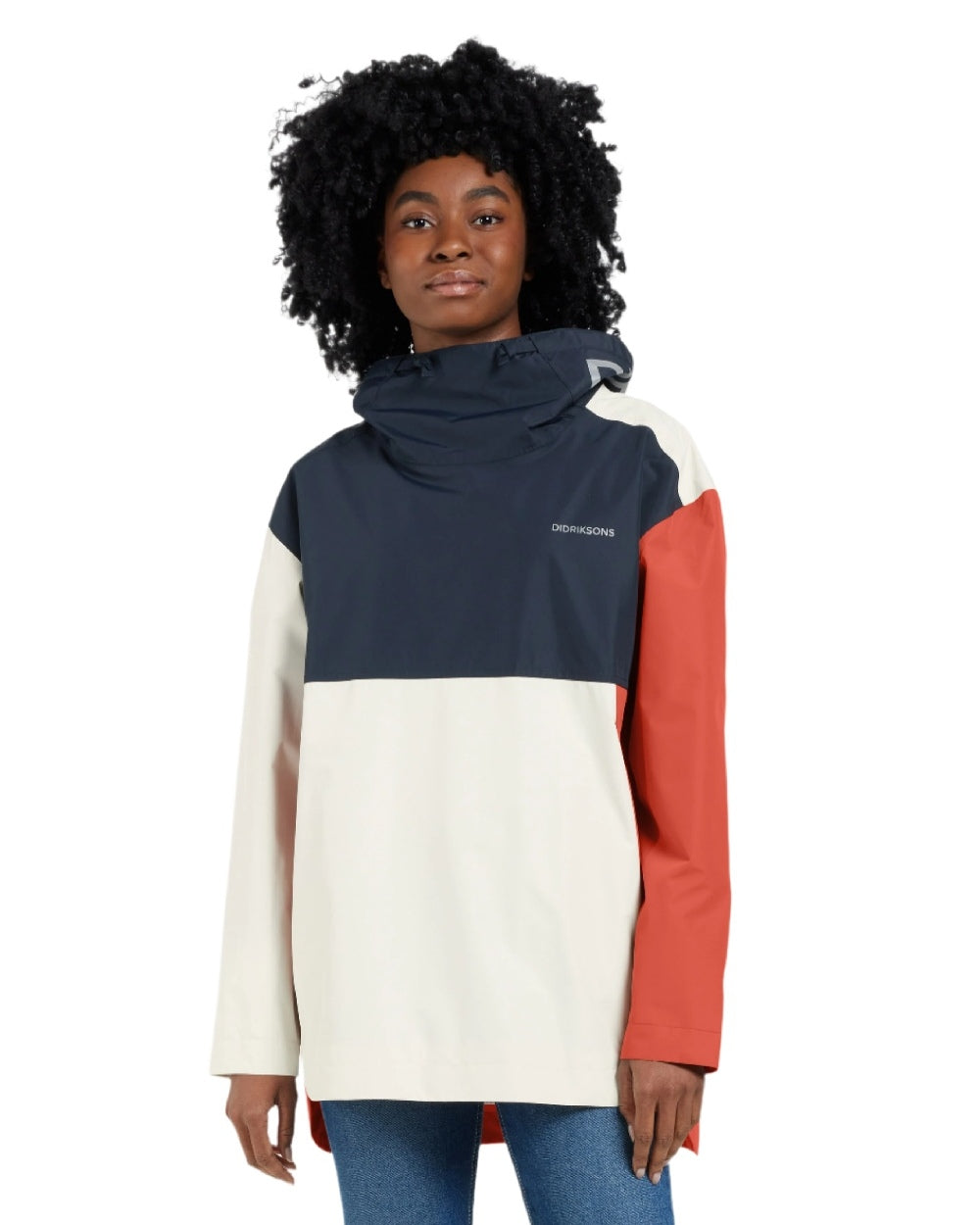 Brique Red Dark Blue White coloured Didriksons Womens Thyra Jacket 3 on white background