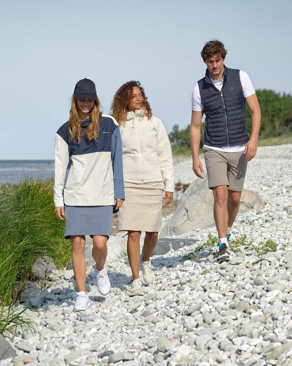 True Blue Dark Blue White coloured Didriksons Womens Thyra Jacket 3 on sky background