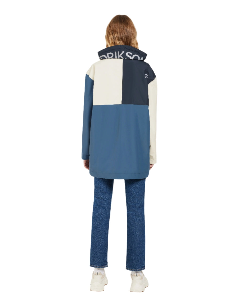 True Blue Dark Blue White coloured Didriksons Womens Thyra Jacket 3 on white background