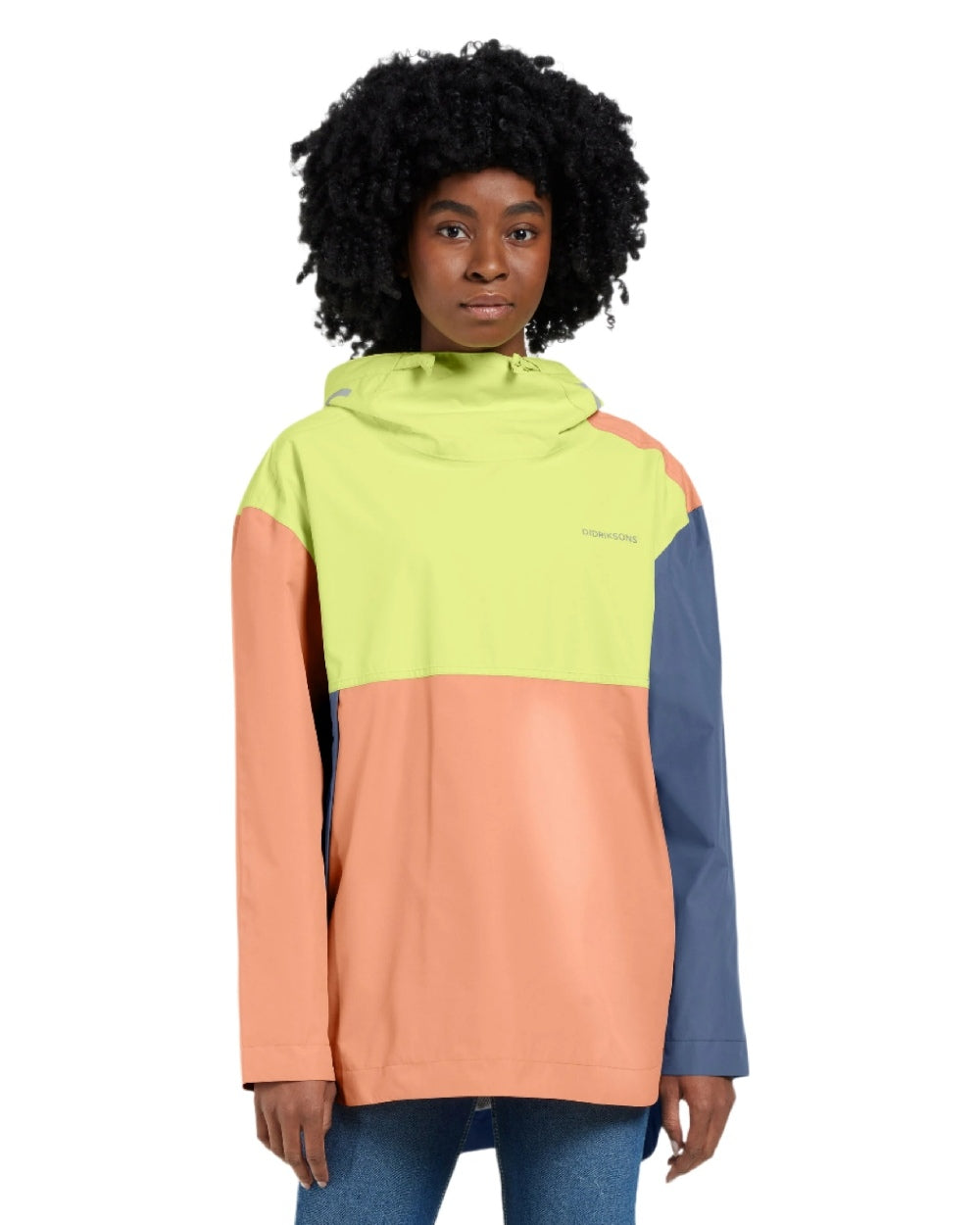 True Blue Green Pink coloured Didriksons Womens Thyra Jacket 3 on white background