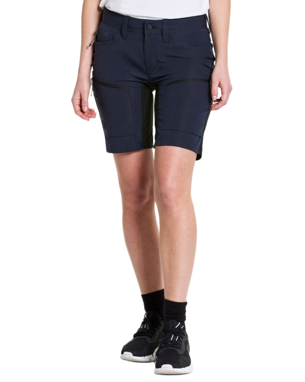 Dark Night Blue coloured Didriksons Womens Tucana Shorts on white background