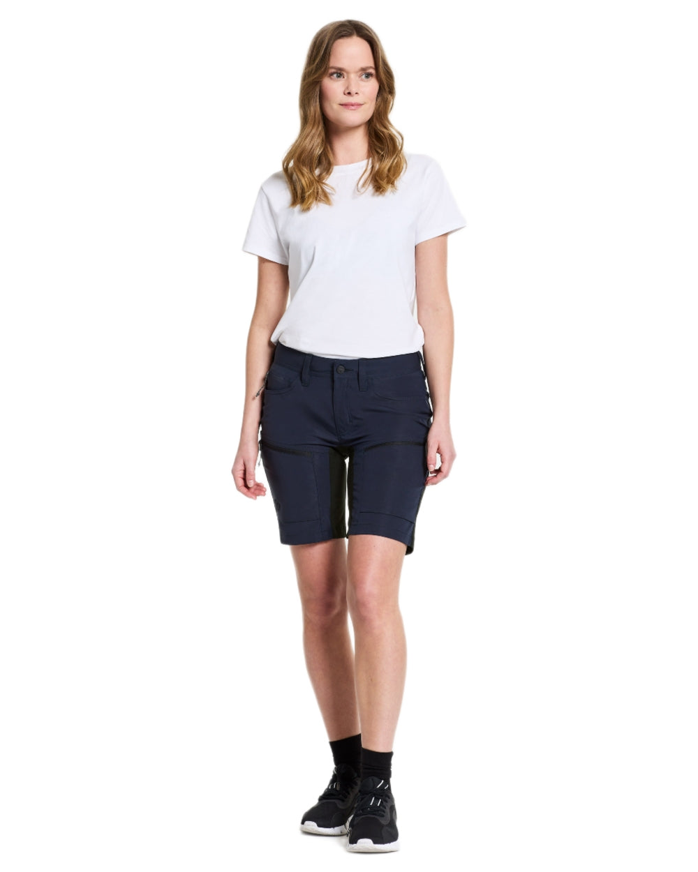 Dark Night Blue coloured Didriksons Womens Tucana Shorts on white background