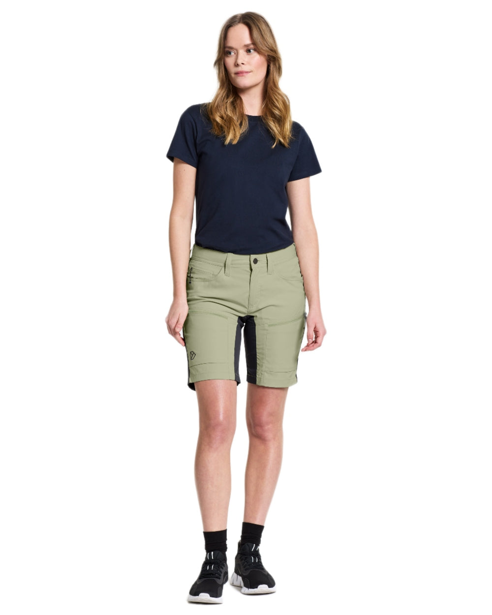 Light Moss coloured Didriksons Womens Tucana Shorts on white background