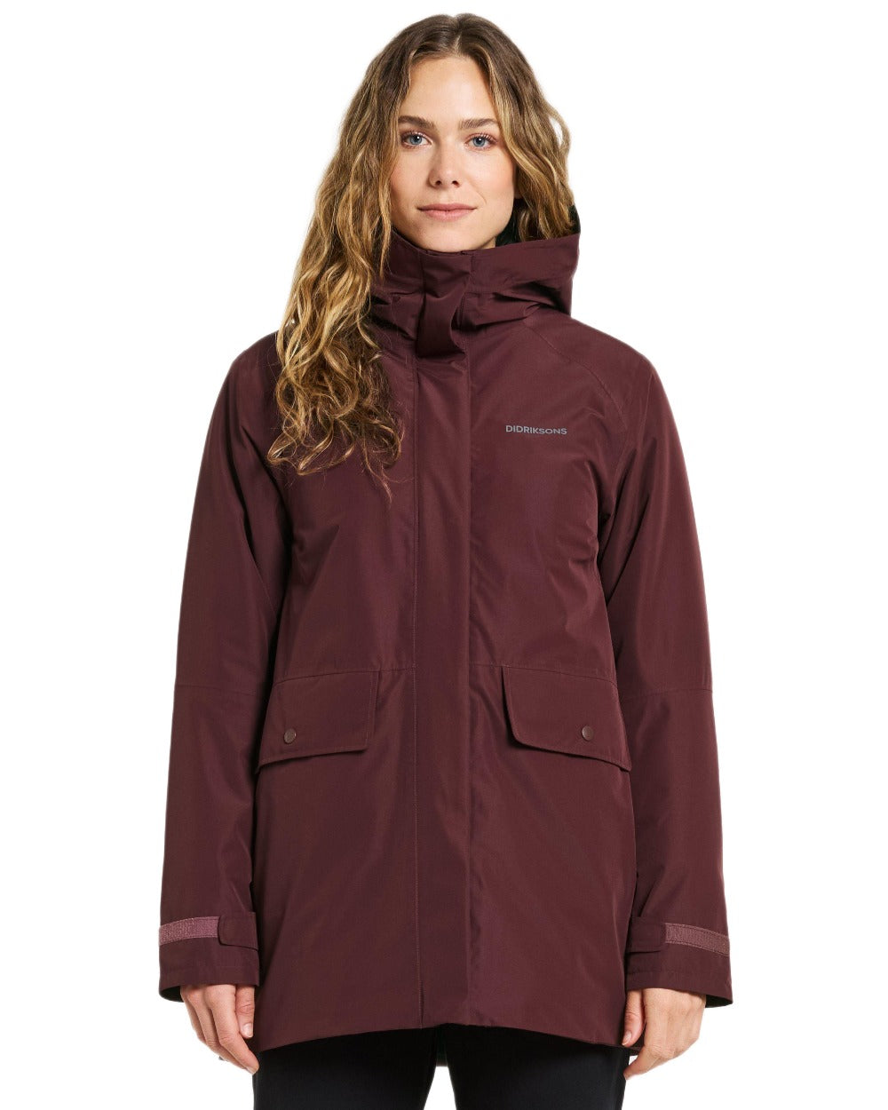 Old Rust Coloured Didriksons Womens Tuva Parka on white background