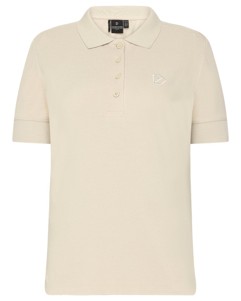 Light Beige coloured Didriksons Womens Wivi Polo T-Shirt on white background