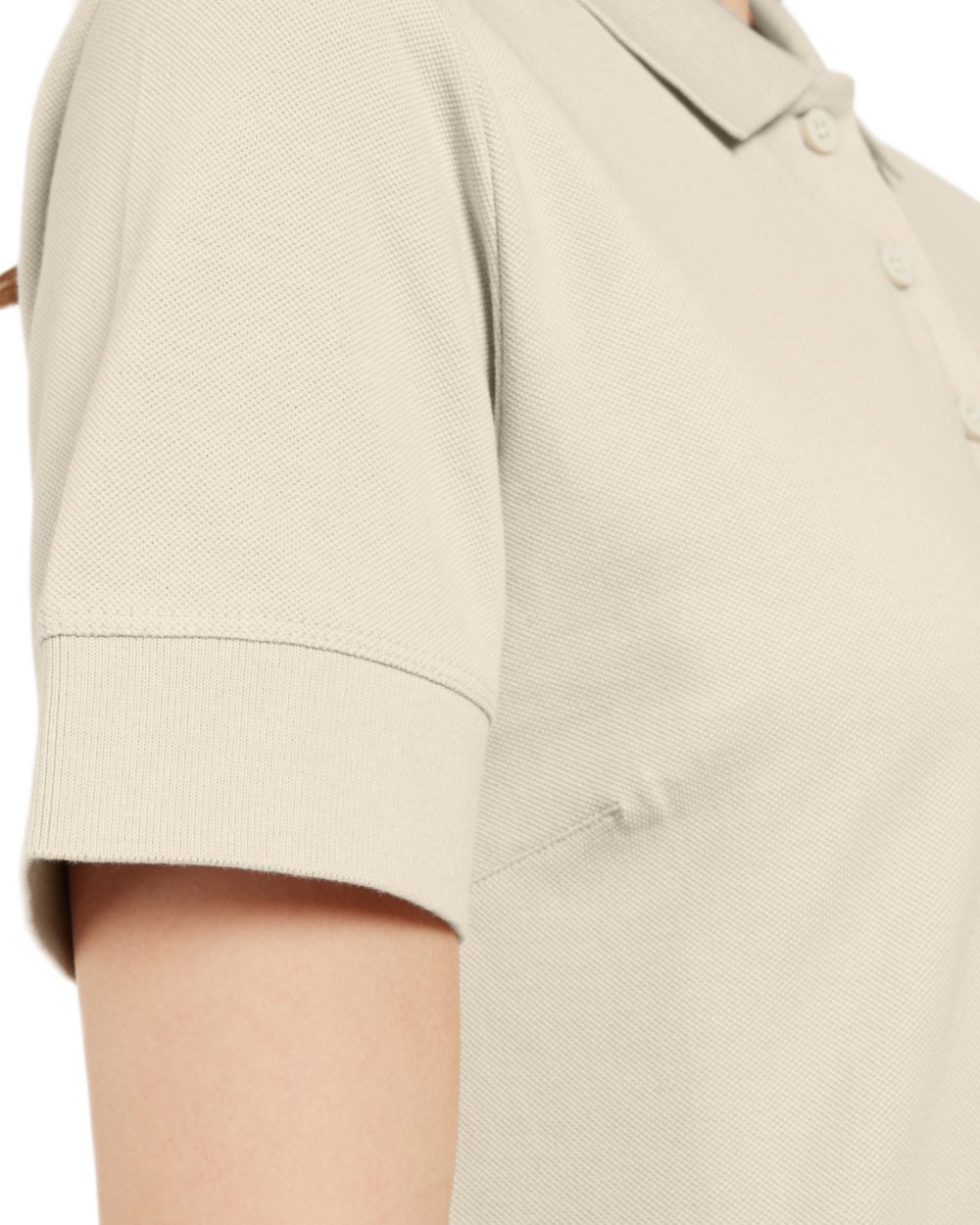 Light Beige coloured Didriksons Womens Wivi Polo T-Shirt on white background