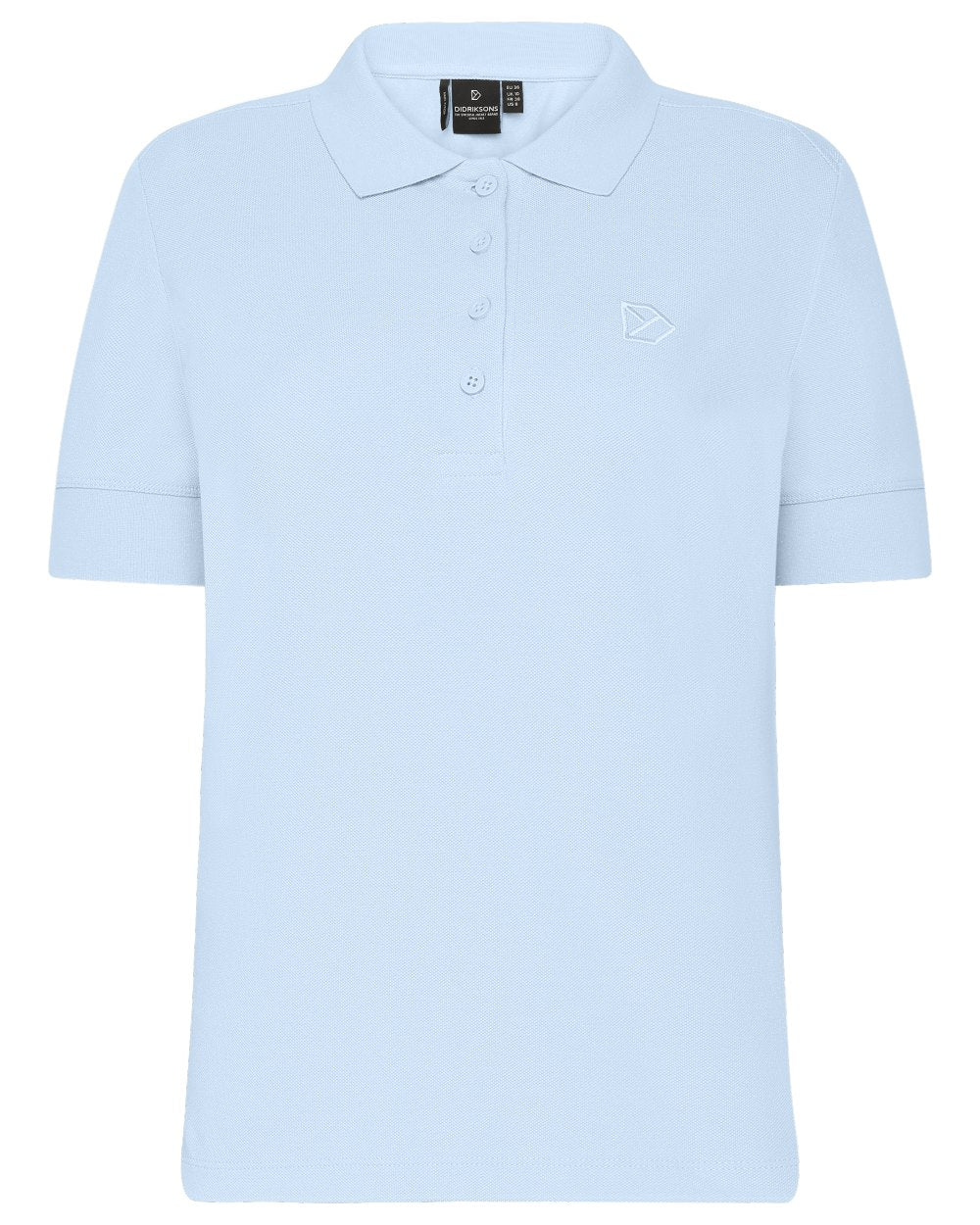 Sea Blue coloured Didriksons Womens Wivi Polo T-Shirt on white background