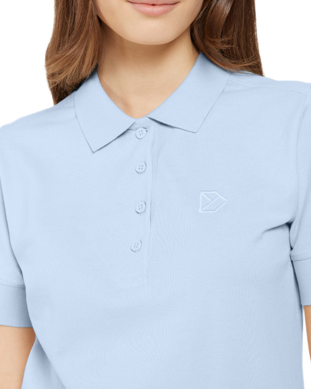 Sea Blue coloured Didriksons Womens Wivi Polo T-Shirt on white background