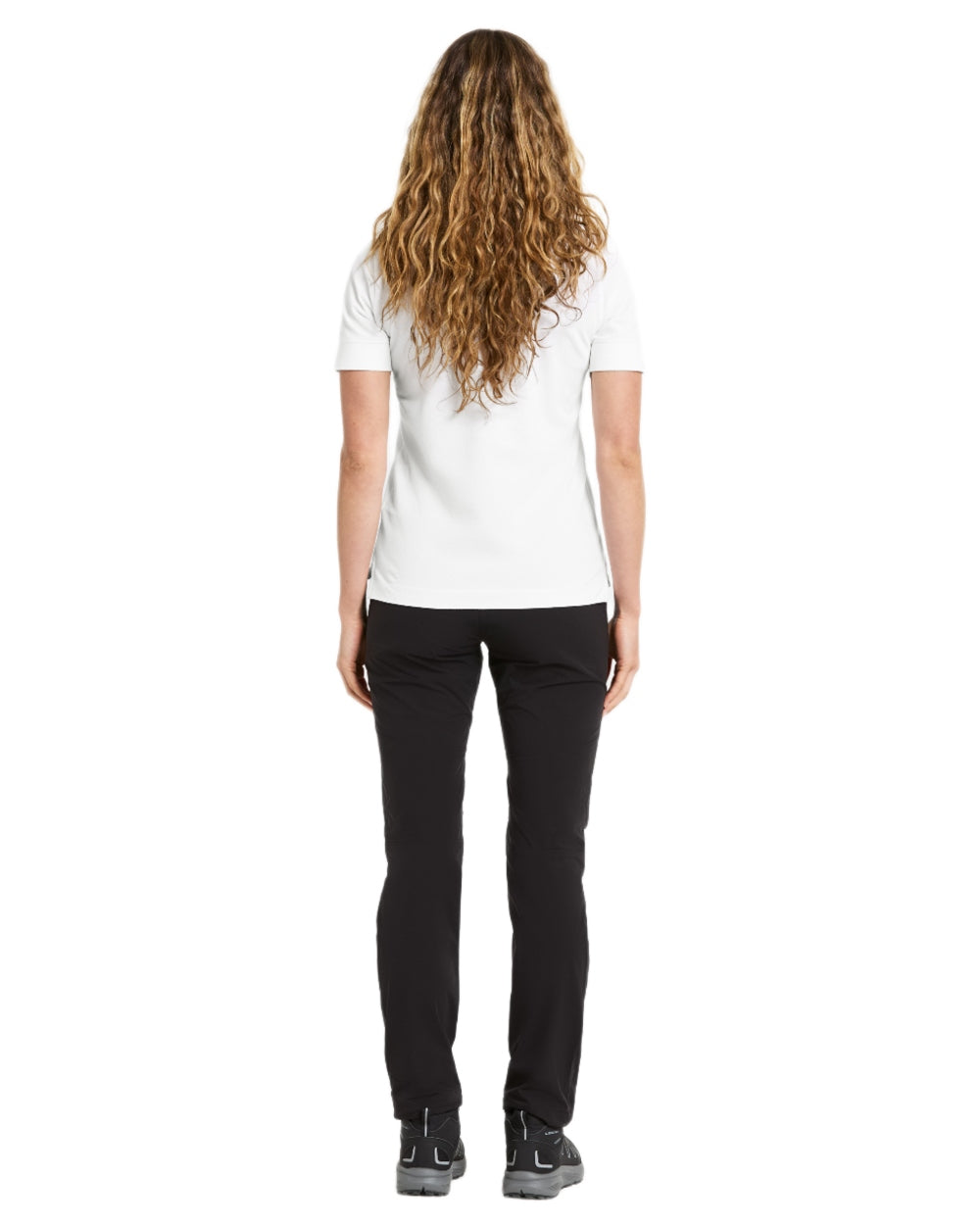 Snow White coloured Didriksons Womens Wivi Polo T-Shirt on white background