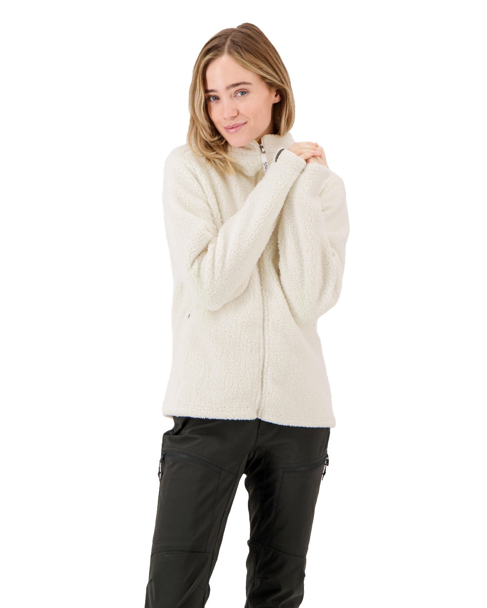 Shell White coloured Didriksons Anniken Womens Full Zip Fleece on White background