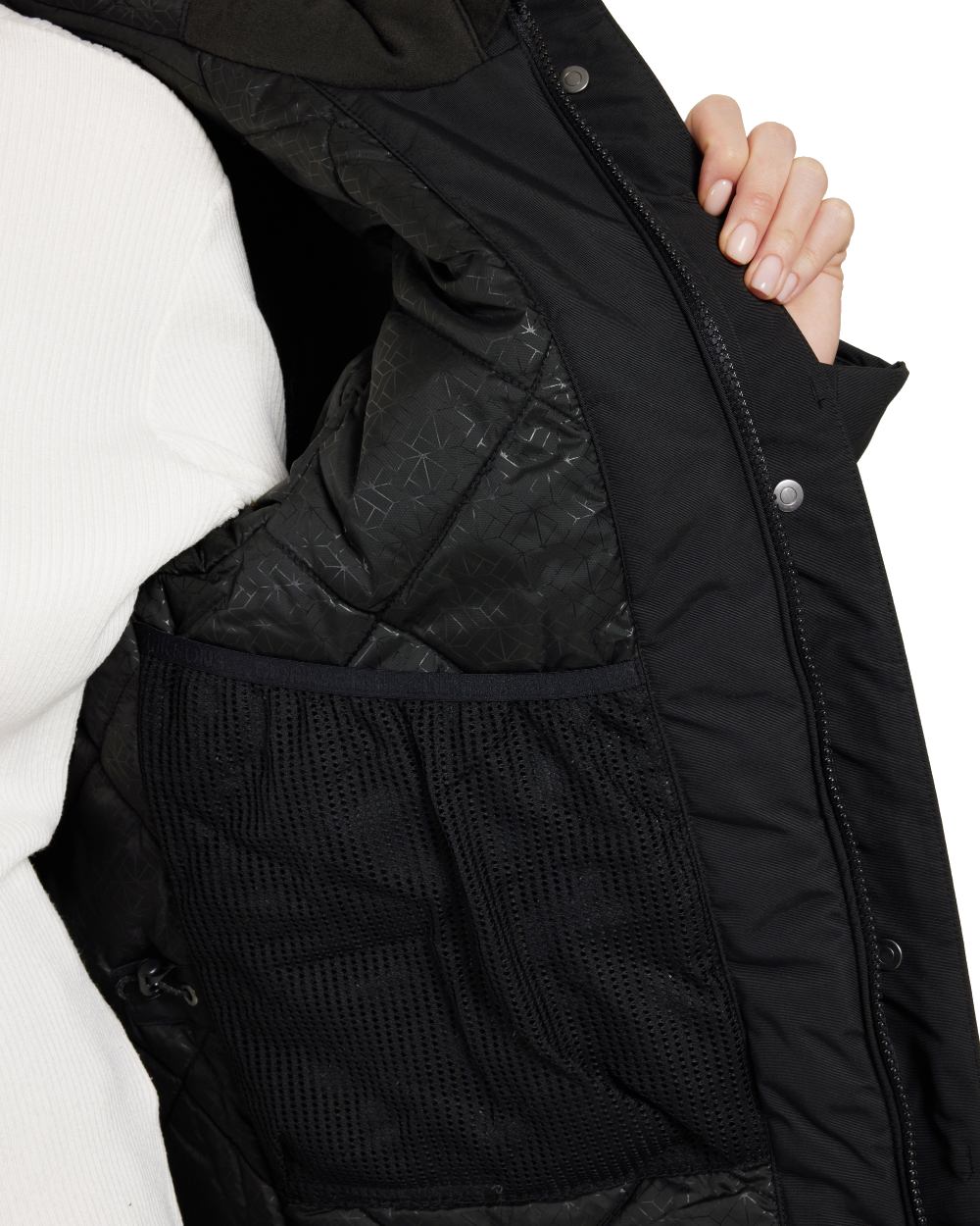 Black coloured Didriksons Frida Womens Parka 7 on white background