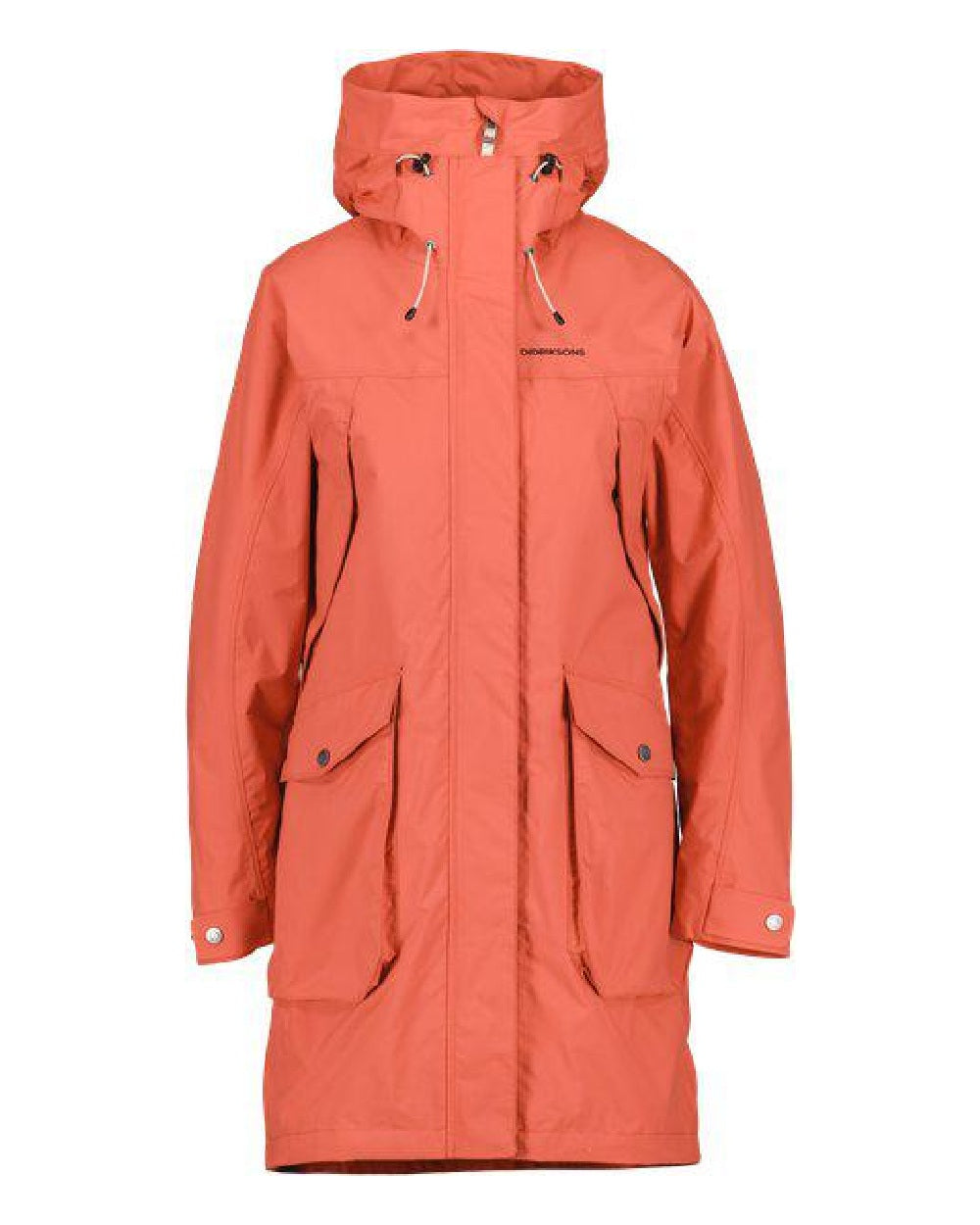 Brique Red Coloured Didriksons Thelma Womens Parka 10 On A White Background