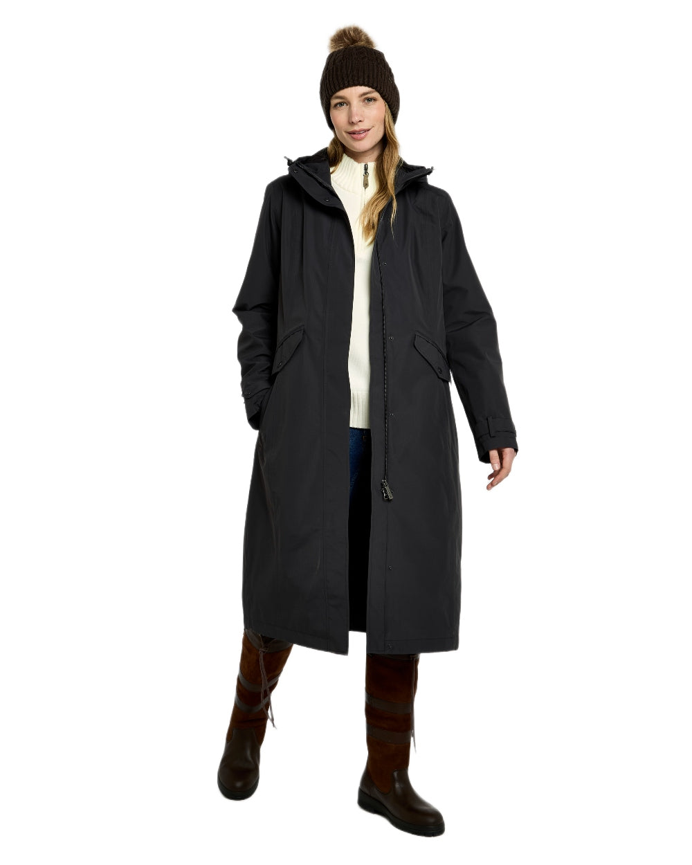 Charcoal Coloured Dubarry Alderford Waterproof Coat on white background