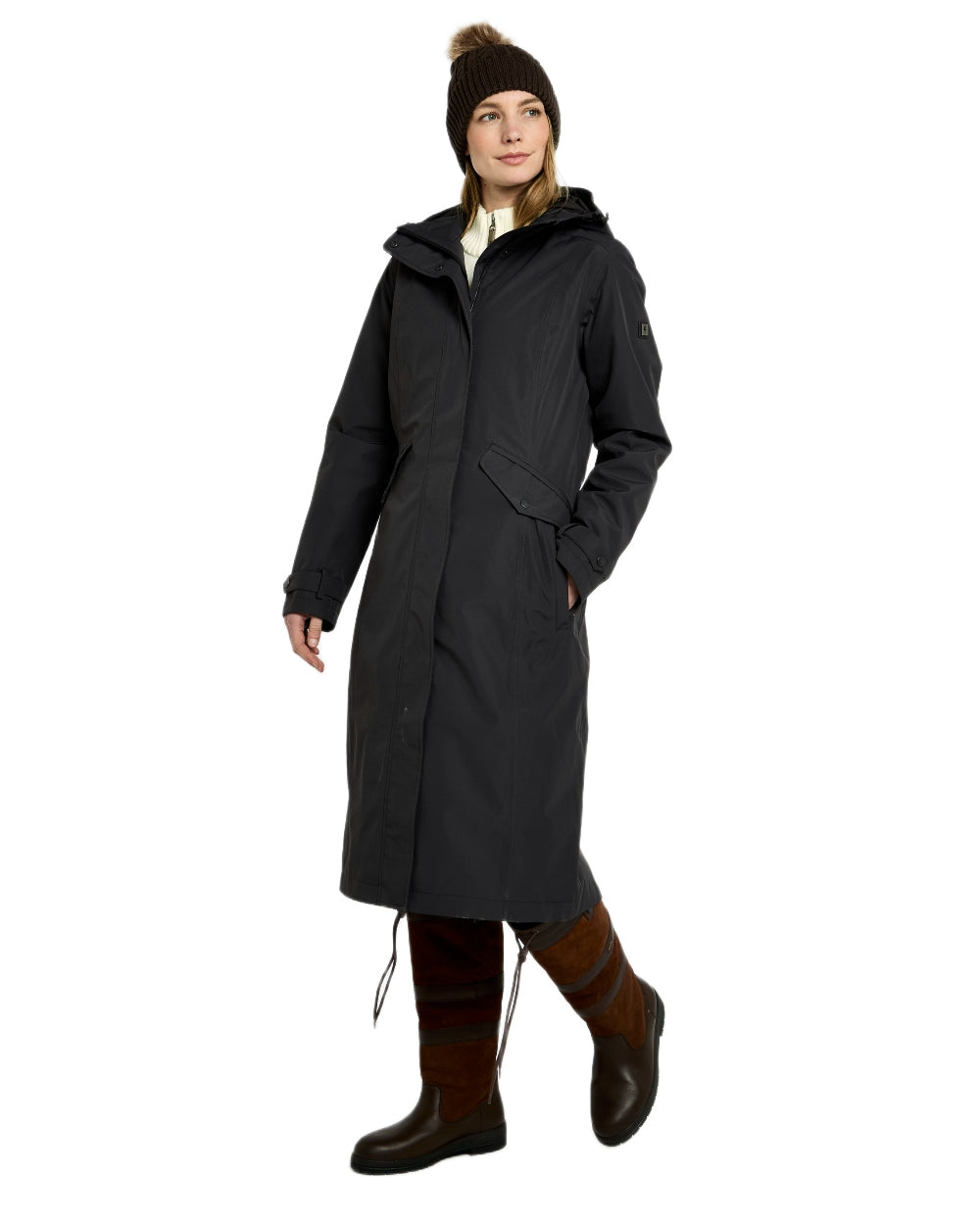 Charcoal Coloured Dubarry Alderford Waterproof Coat on white background