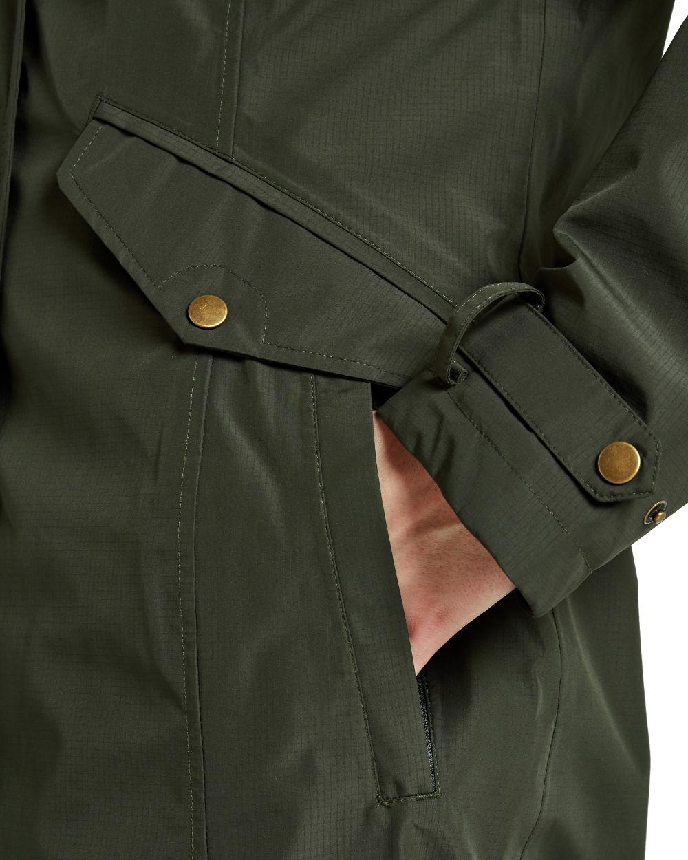 Pesto Coloured Dubarry Alderford Waterproof Coat on white background