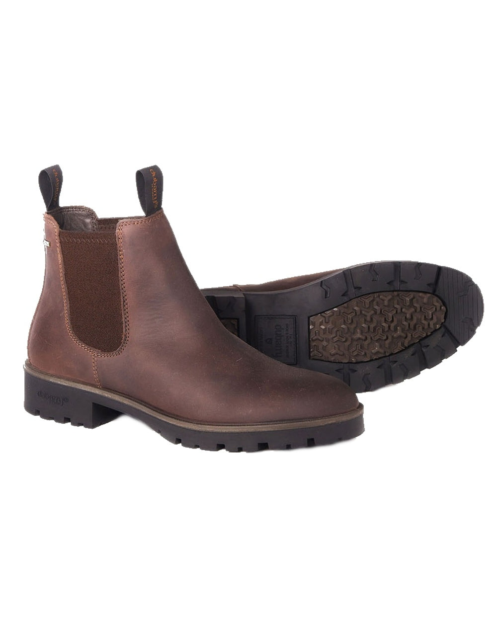 Old Rum coloured Dubarry Antrim Country Boots on white background