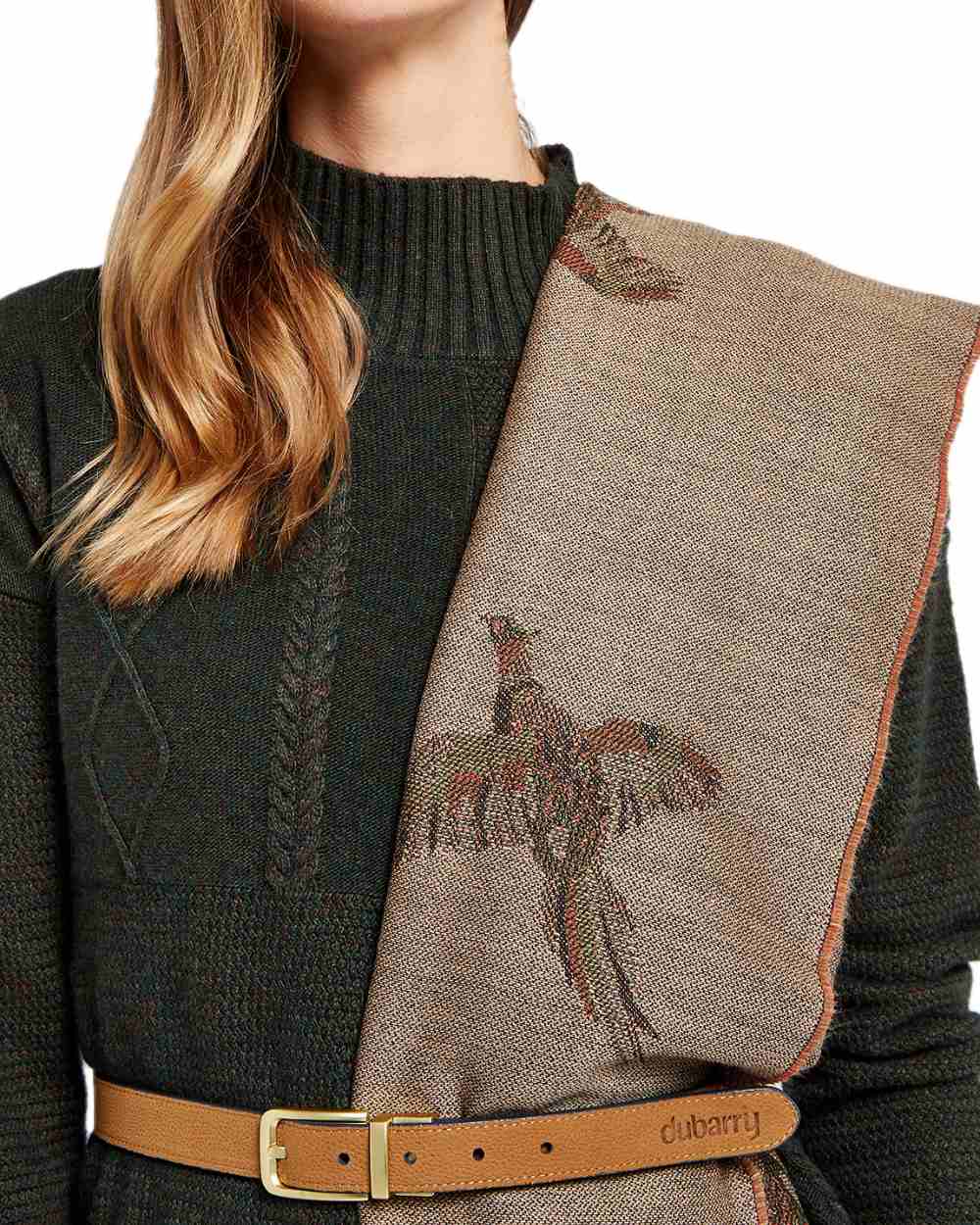 Taupe Coloured Dubarry Birchdale Wool Stole on white background