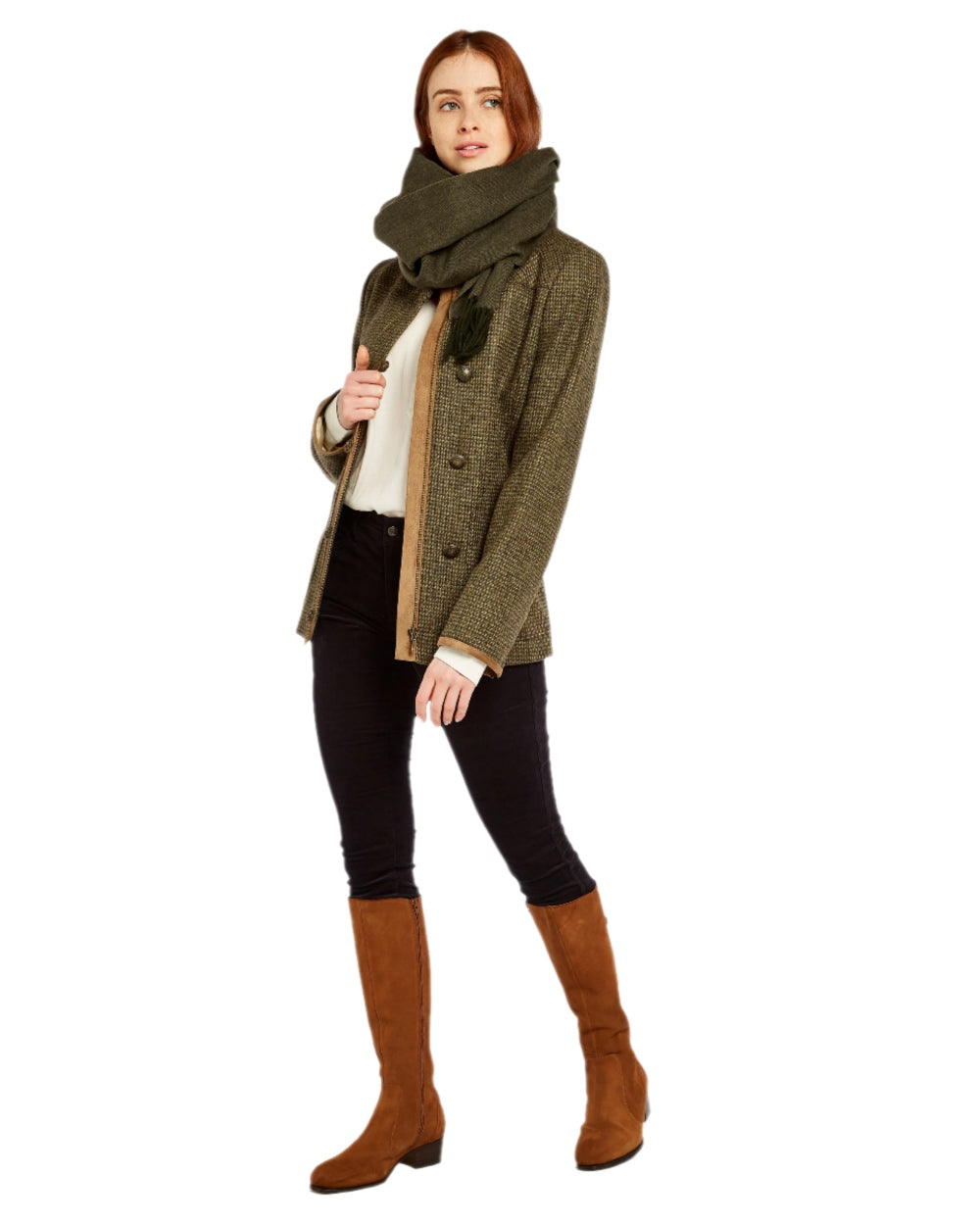 Heath Coloured Dubarry Bracken Tweed Jacket on white background