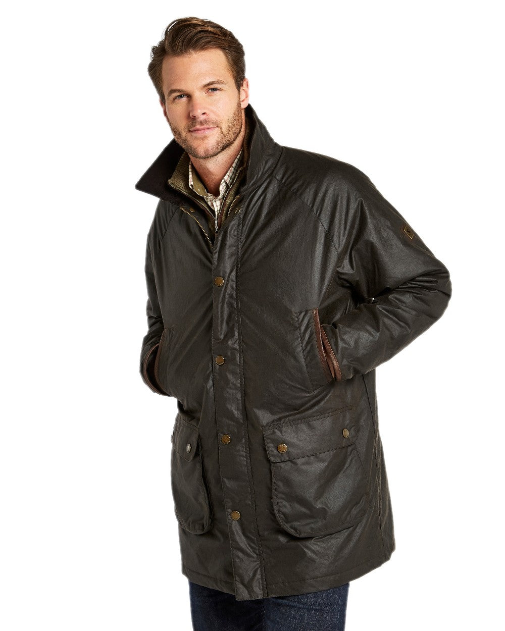 Verdigris Coloured Dubarry Brunswick Wax Jacket on white background
