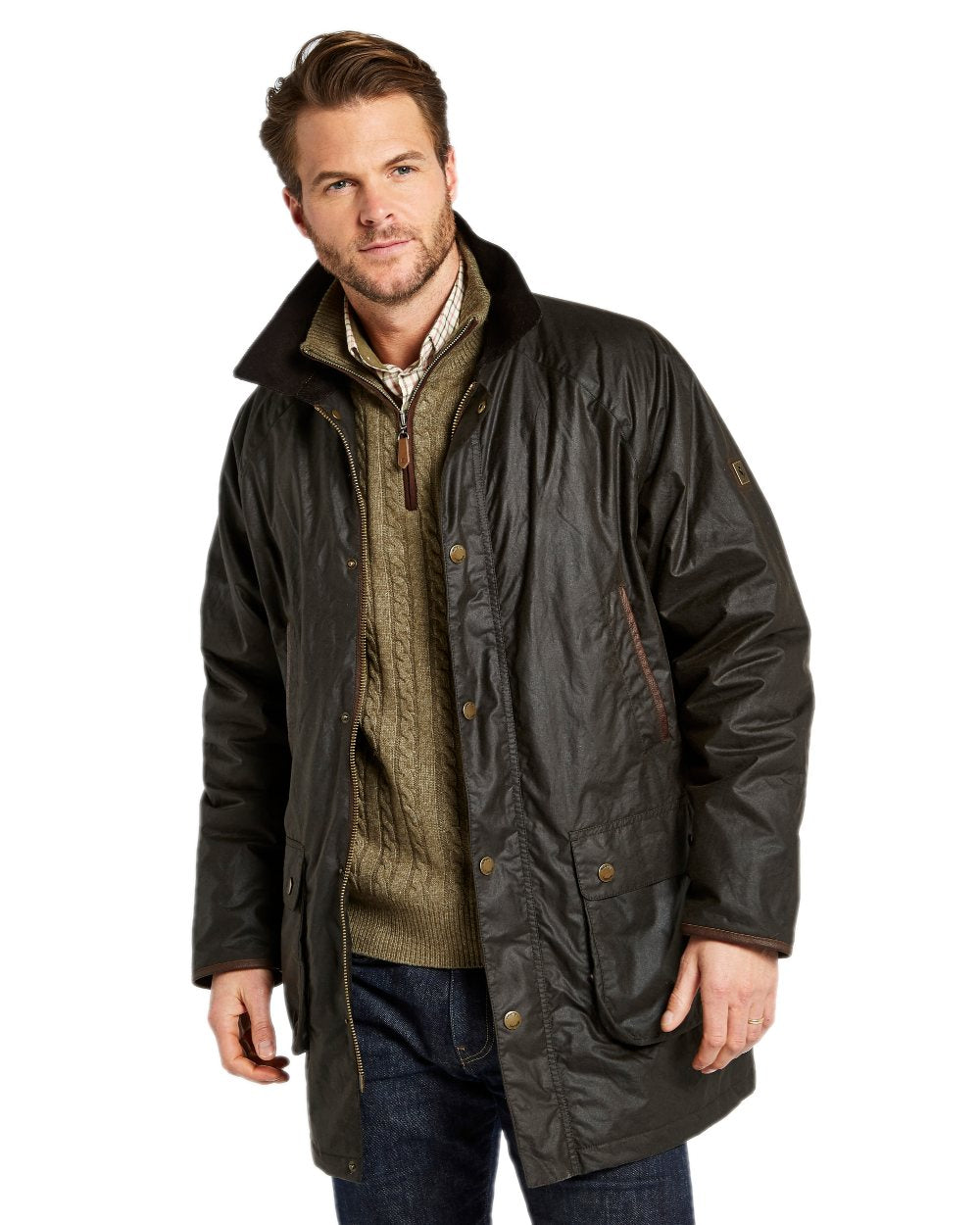 Verdigris Coloured Dubarry Brunswick Wax Jacket on white background