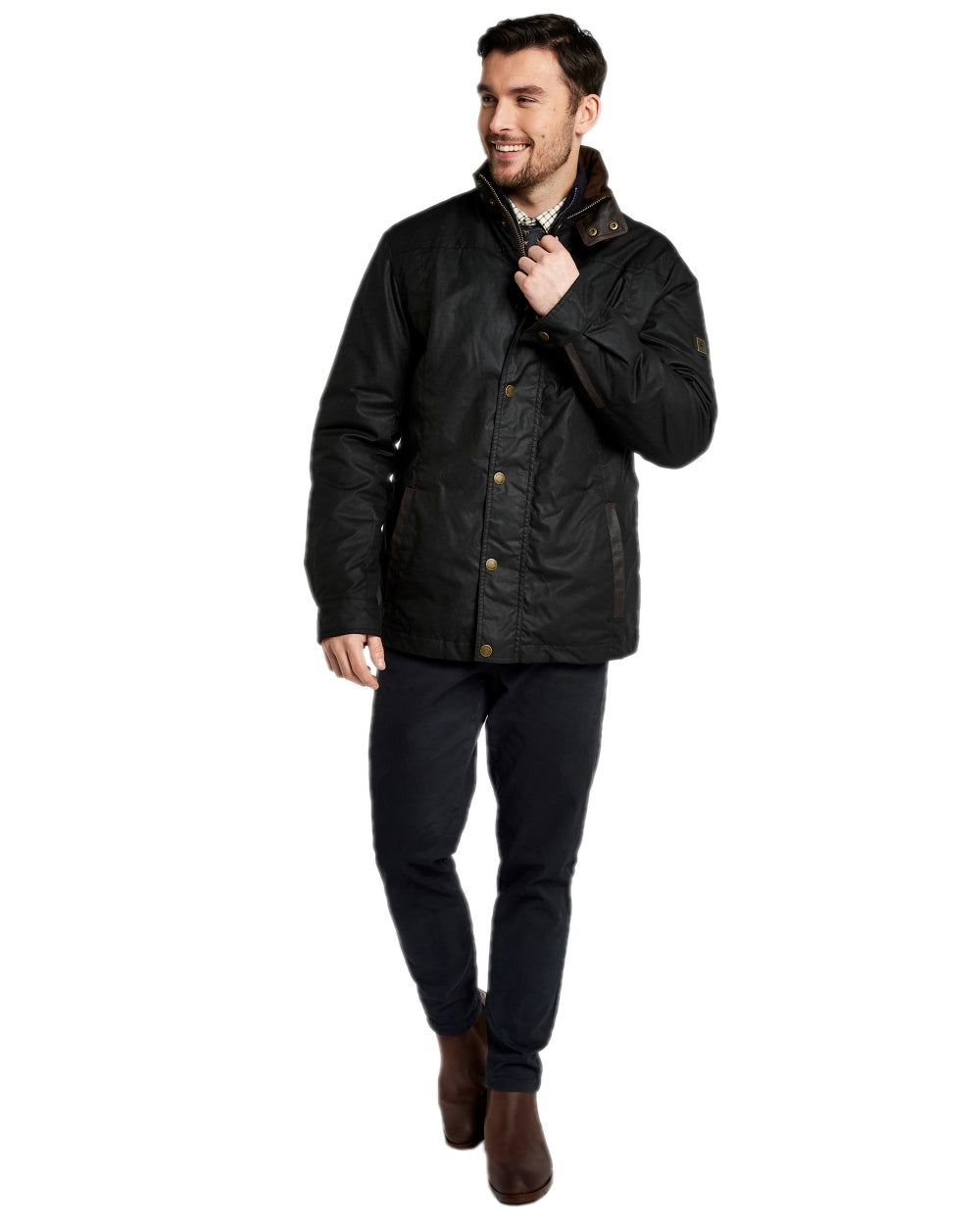 Black Coloured Dubarry Carrickfergus Waxed Jacket on white background