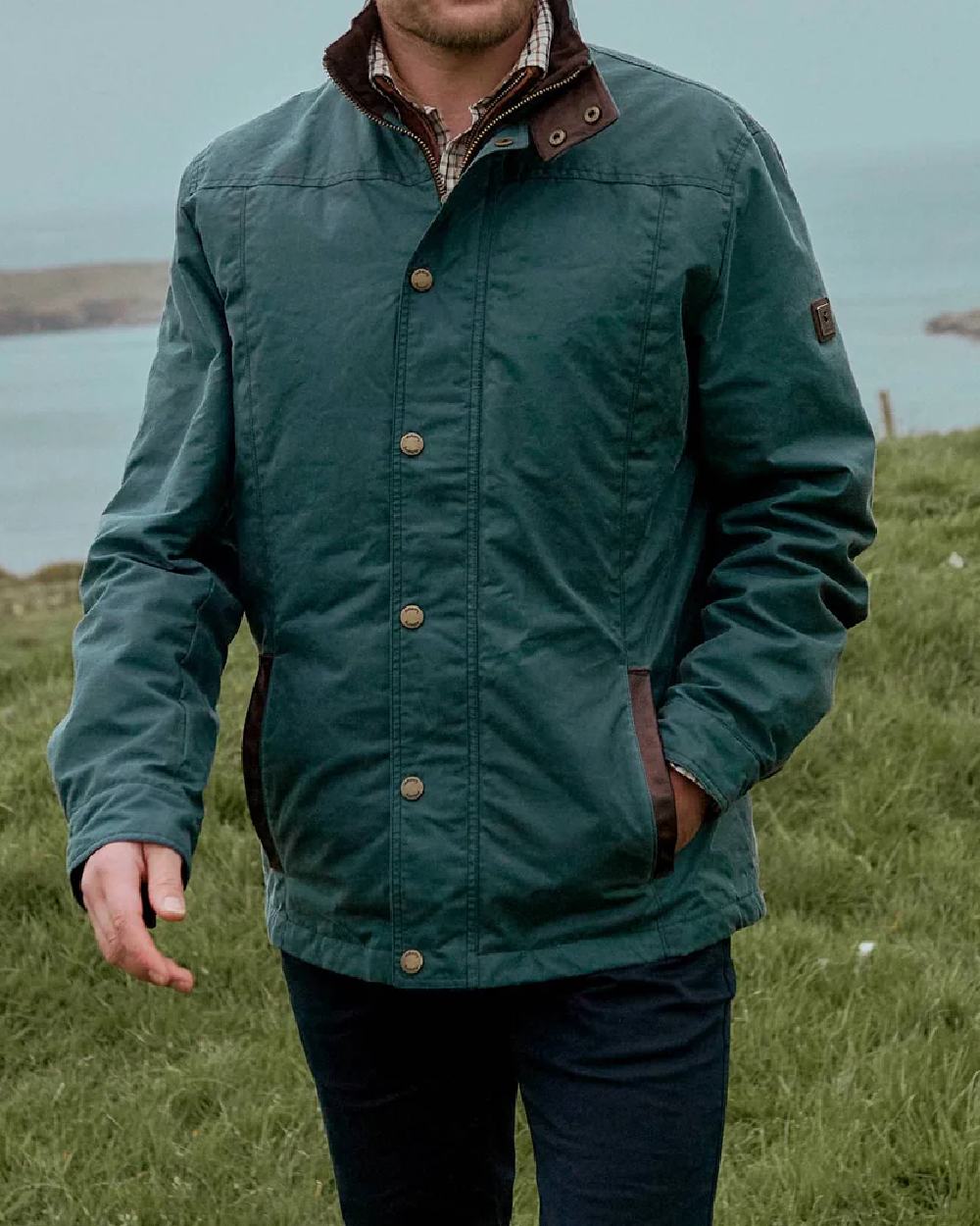 Dark Pebble Coloured Dubarry Carrickfergus Waxed Jacket on river background