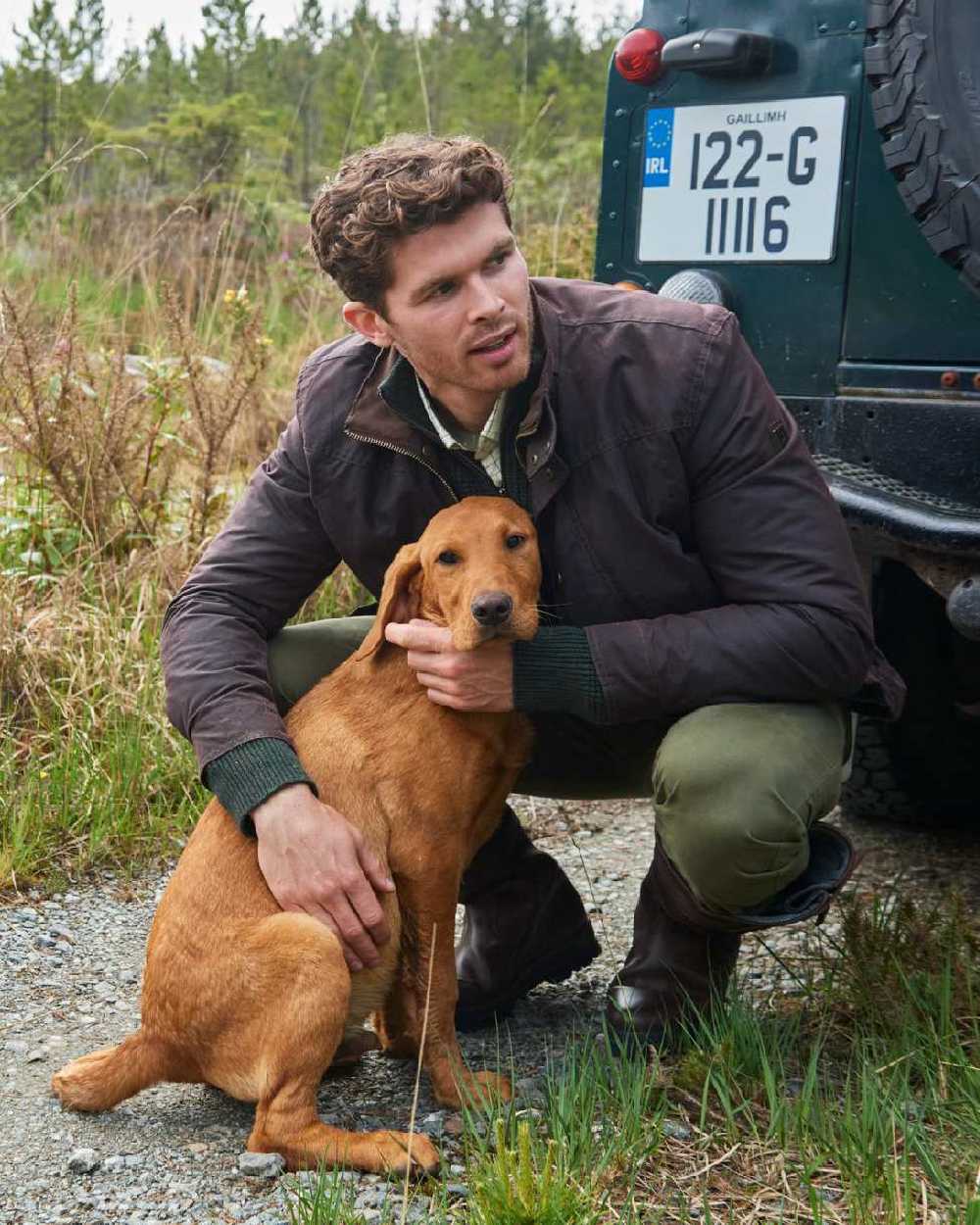 Java Coloured Dubarry Carrickfergus Waxed Jacket on forest background