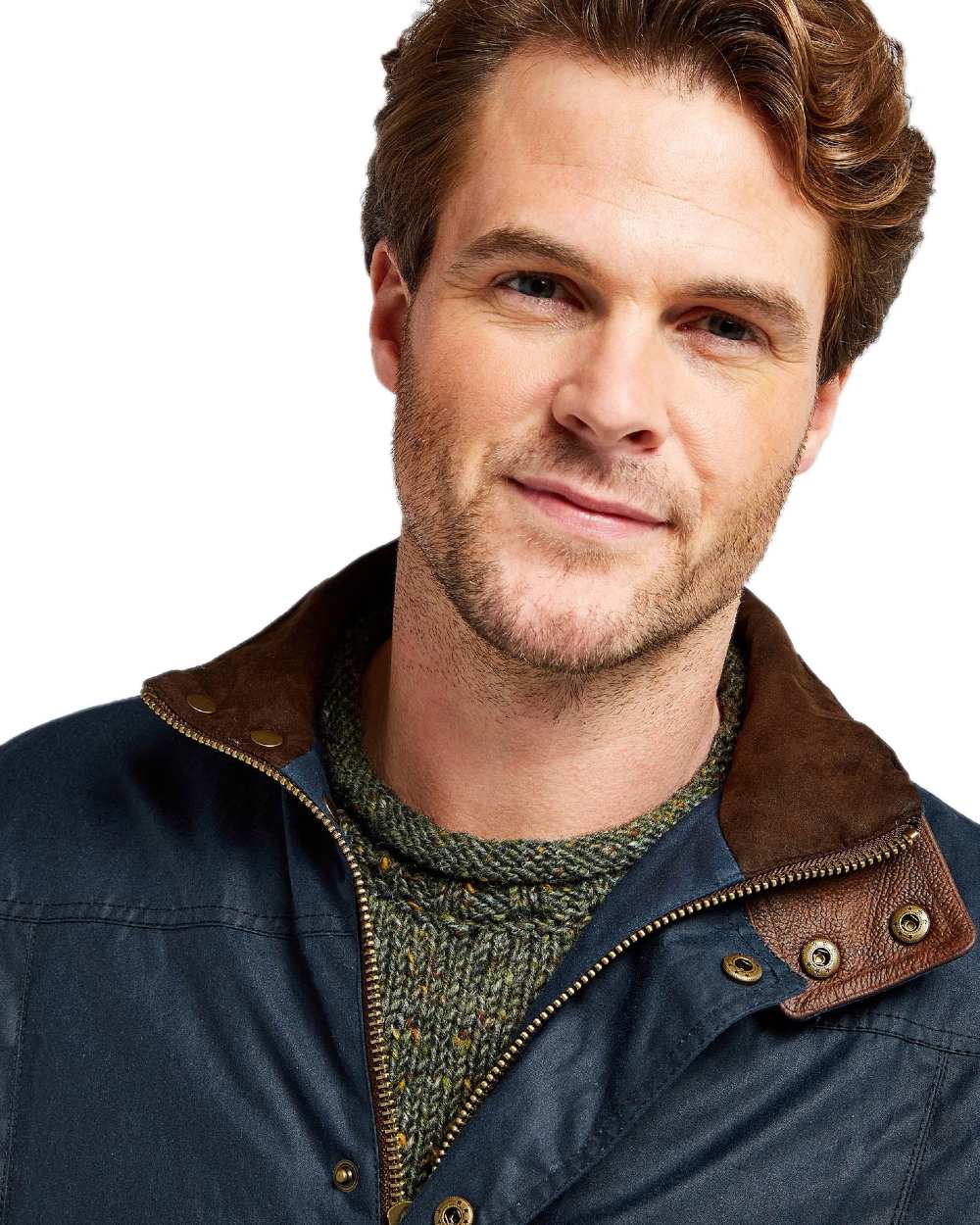 Ocean Blue Coloured Dubarry Carrickfergus Waxed Jacket on white background