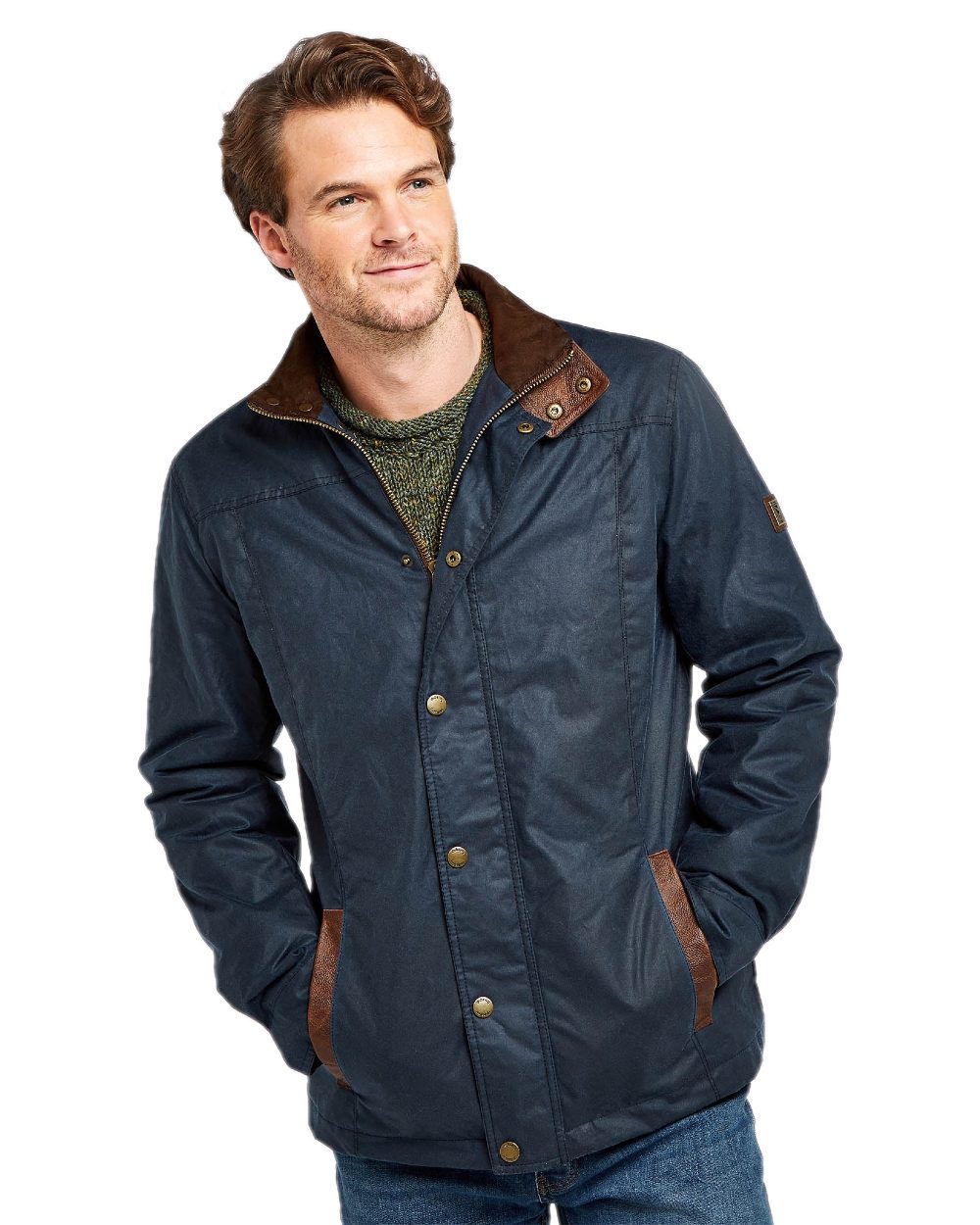 Ocean Blue Coloured Dubarry Carrickfergus Waxed Jacket on white background