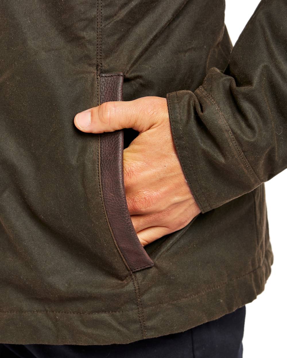 Olive Coloured Dubarry Carrickfergus Waxed Jacket on white background