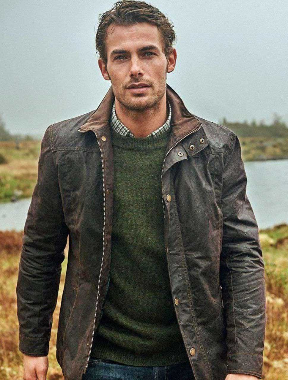 Olive Coloured Dubarry Carrickfergus Waxed Jacket on river background