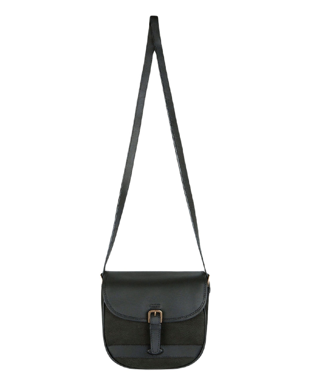 Black coloured Dubarry Clara Leather Saddle Bag on white background