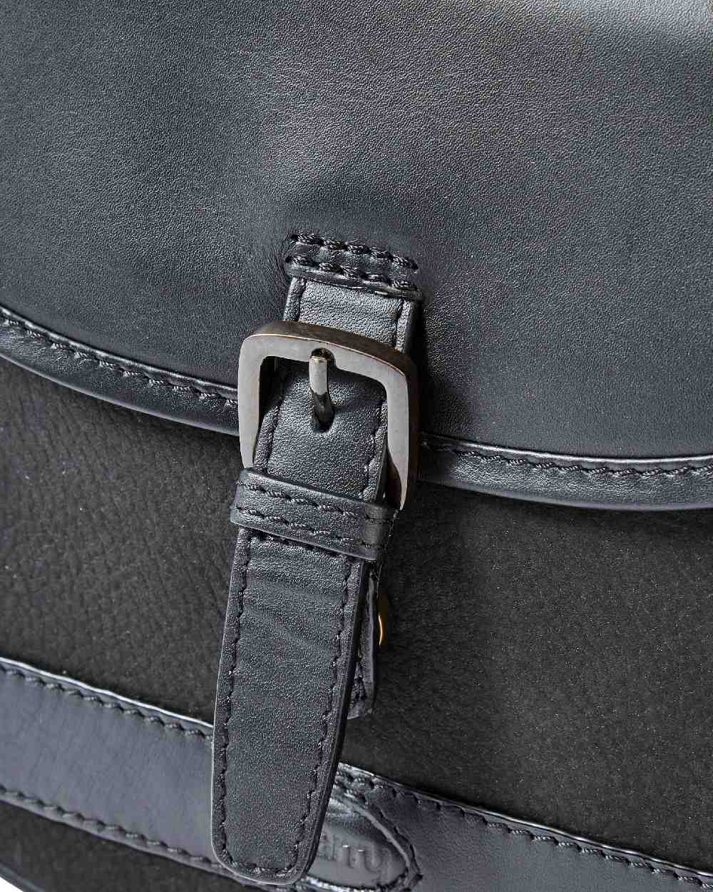 Black coloured Dubarry Clara Leather Saddle Bag on white background