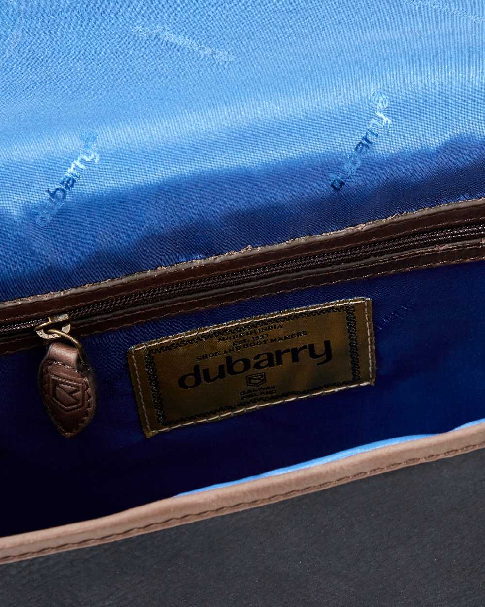 Navy Brown coloured Dubarry Clara Leather Saddle Bag on white background