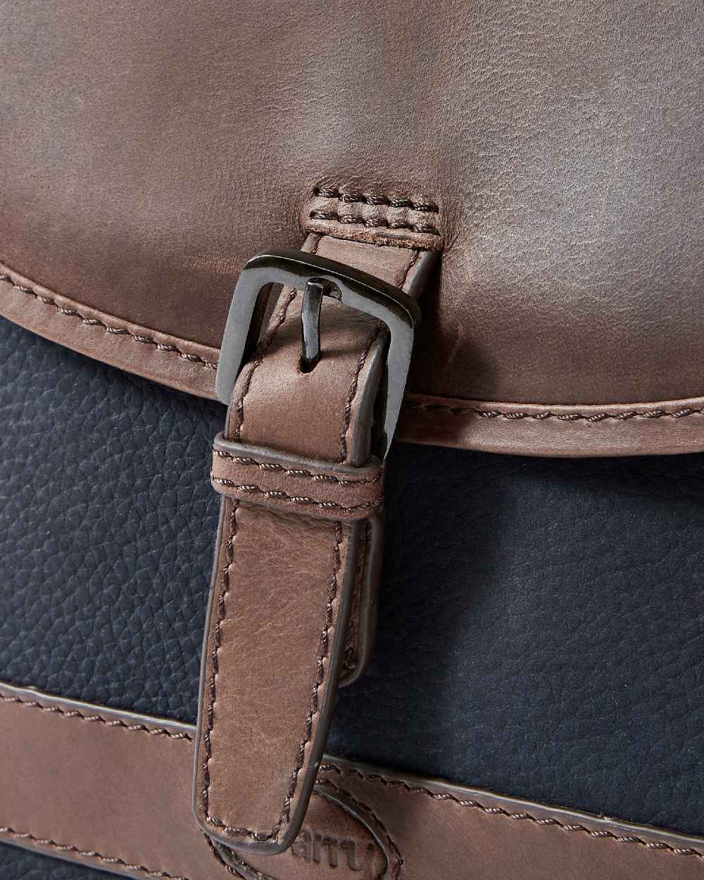 Navy Brown coloured Dubarry Clara Leather Saddle Bag on white background