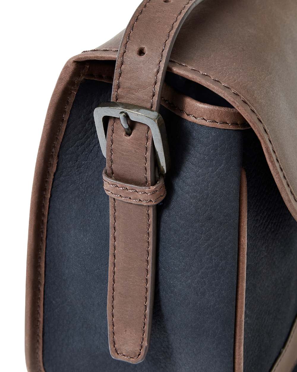 Navy Brown coloured Dubarry Clara Leather Saddle Bag on white background