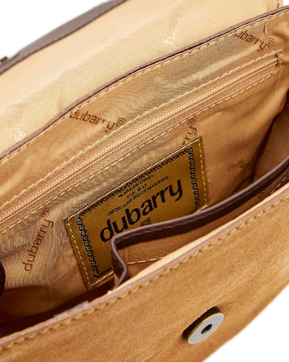 Camel coloured Dubarry Crossgar Saddle Bag on white background